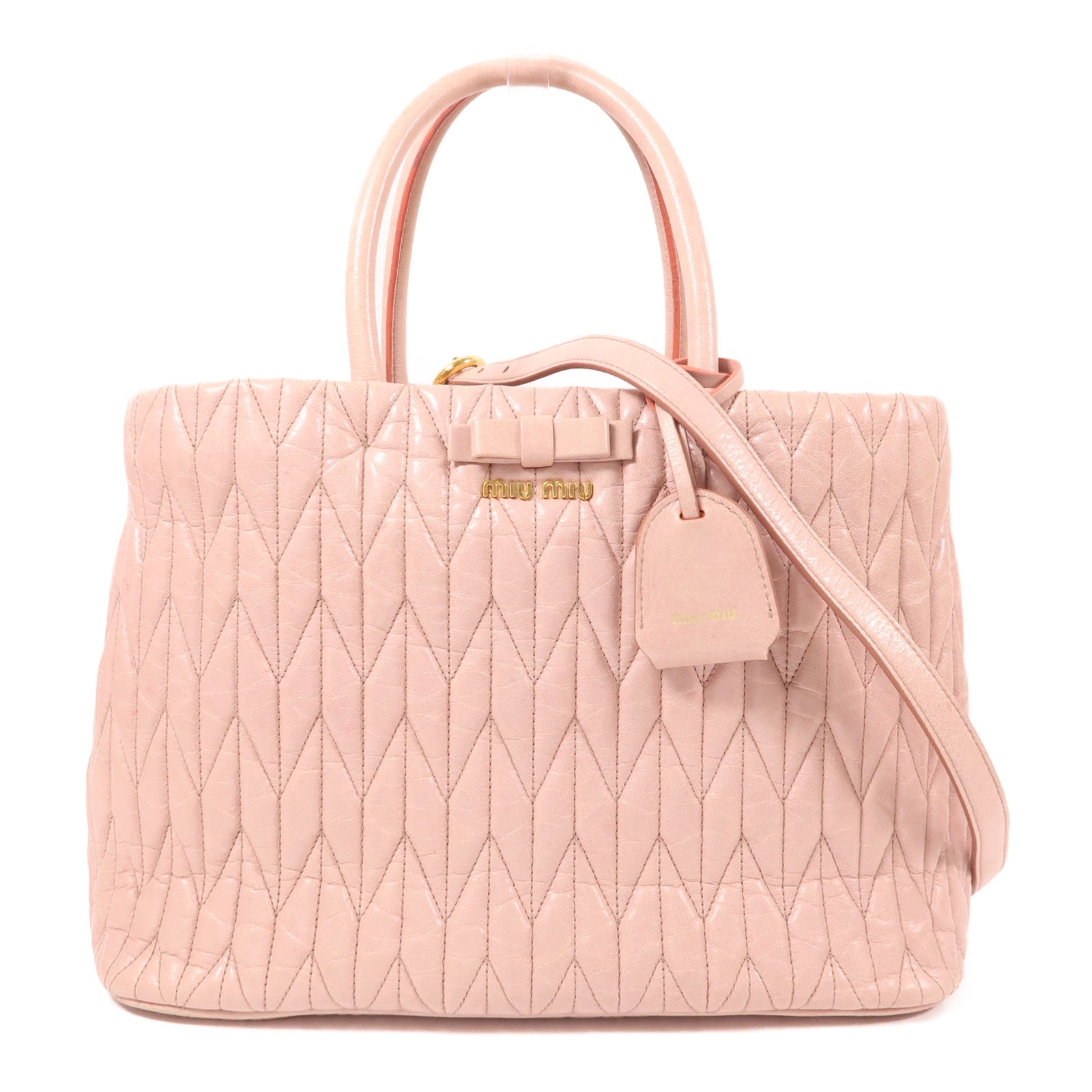 Miu Miu 牛皮皮革Matelasse金扣手挽肩背兩用袋