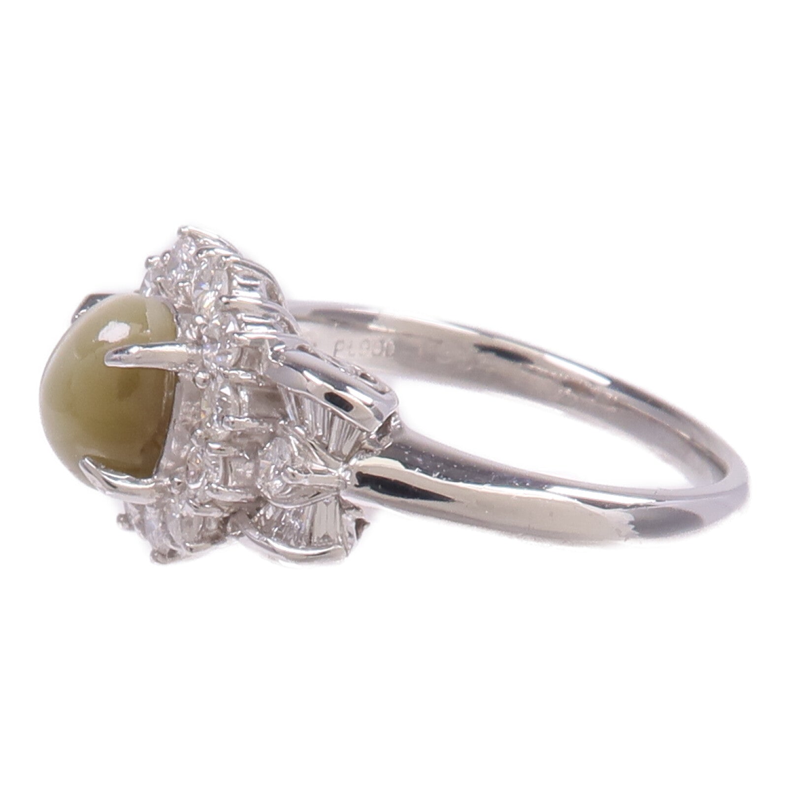 JEWELRY PT900鉑金Chrysoberyl Diamond Ring金綠寶石/鑽石戒指US#7