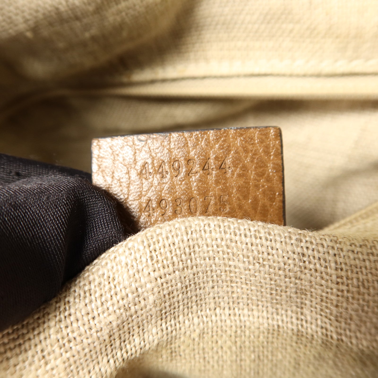 GUCCI 帆布/皮革Bree Micro Hobo金扣肩背袋