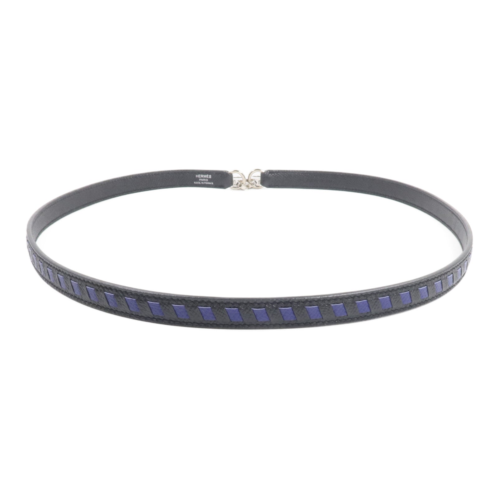 HERMES Epsom皮革Shoulder Strap肩帶Noir/Bleu Saphir