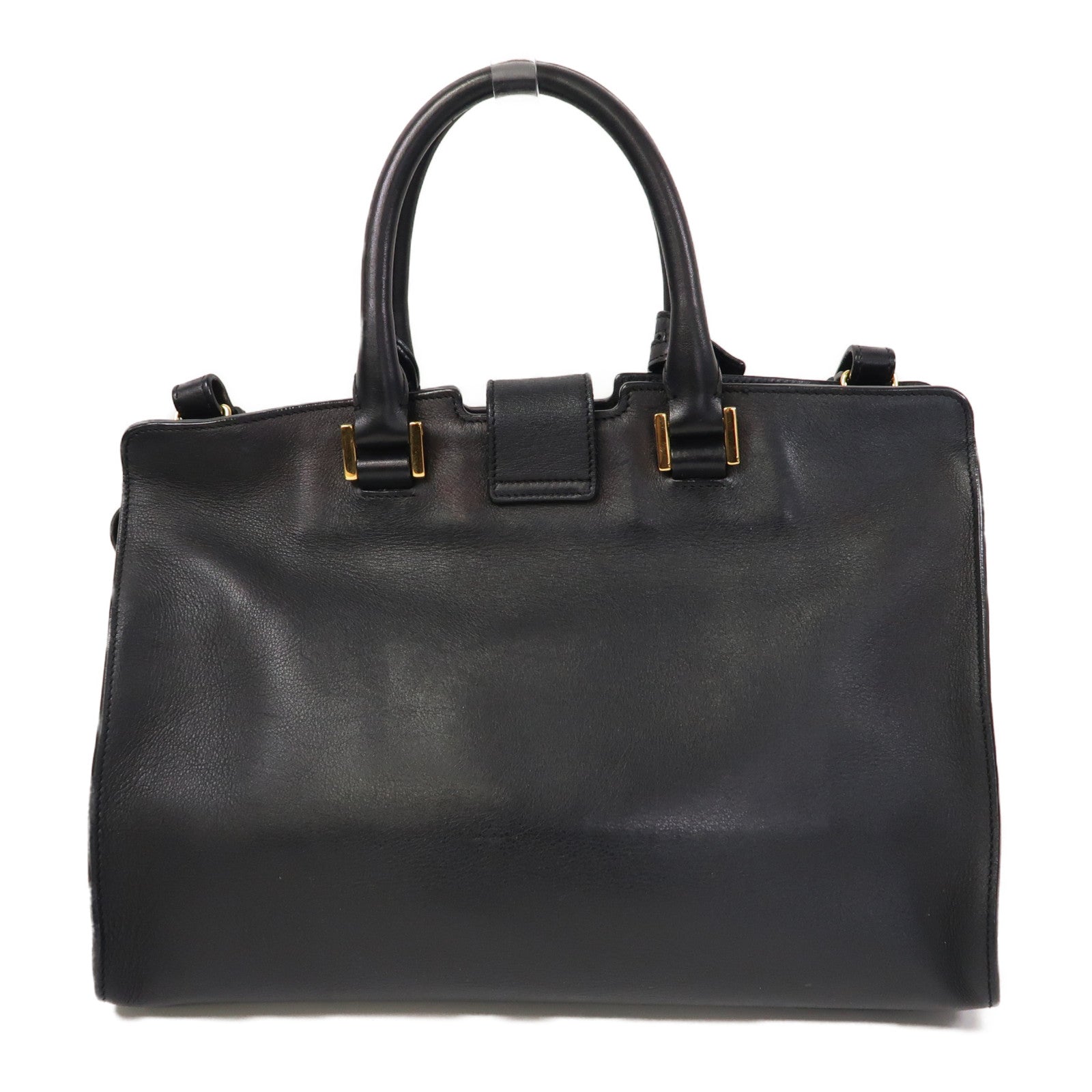 YVES SAINT LAURENT 牛皮皮革Cabas Y 2 way Shoulder bag金扣手挽肩背兩用袋黑色