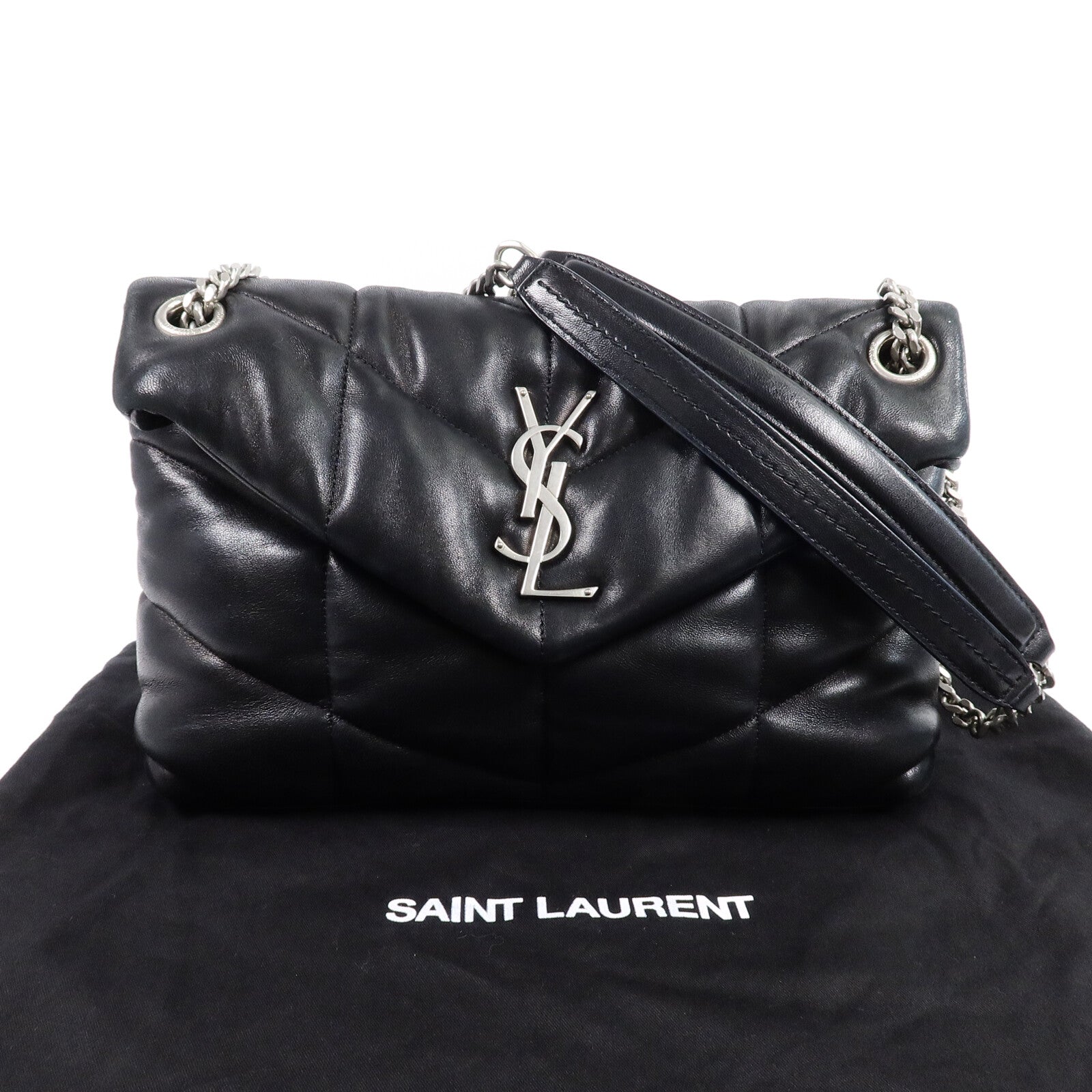 SAINT LAURENT 羊皮皮革LouLou Puffer Small鏈帶肩背袋