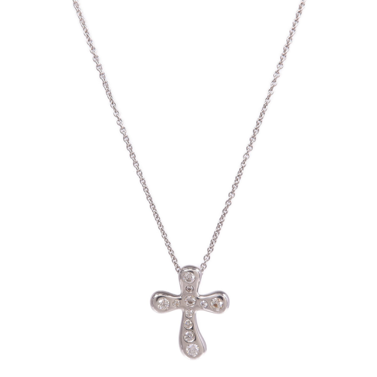 TIFFANY＆CO 【激減優惠】PT950鉑金Elsa Peretti Cross Diamond鑽石項鍊