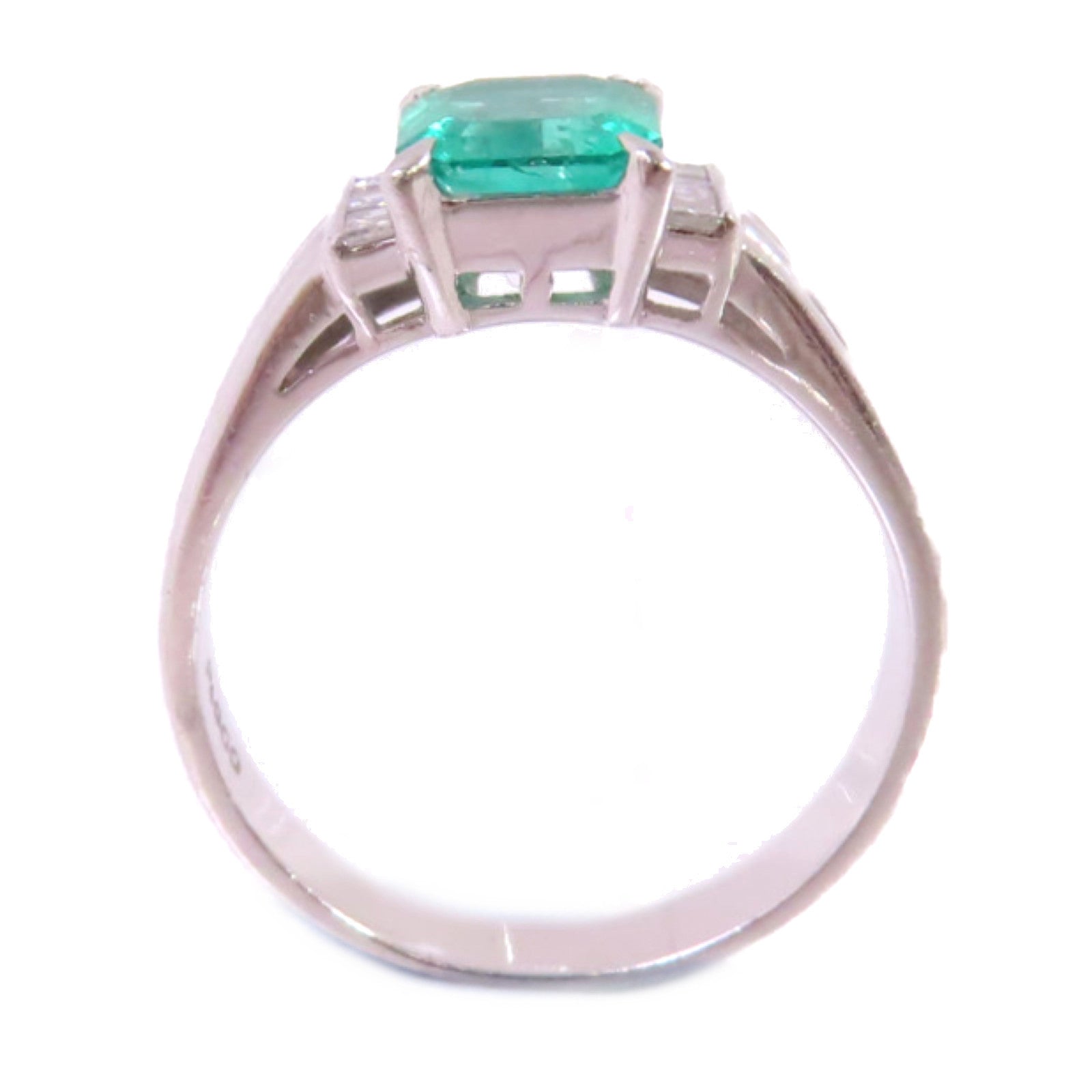 JEWELRY 【激減優惠】PT900鉑金/1.34ct綠寶石/0.19ct鑽石Emerald Diamond Ring戒指US#8.25