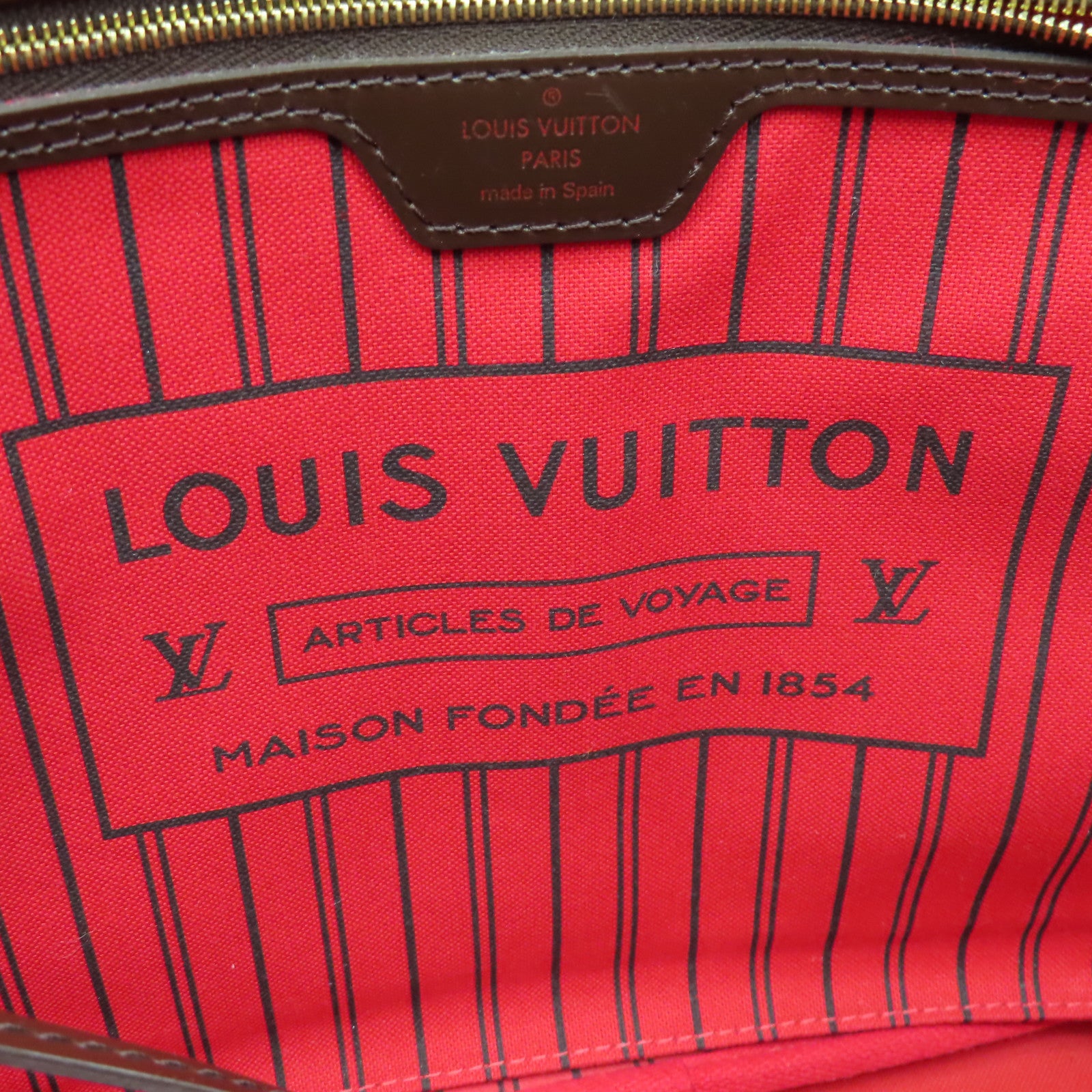 LOUIS VUITTON 【激減優惠】Damier Neverfull MM金扣手挽袋啡色