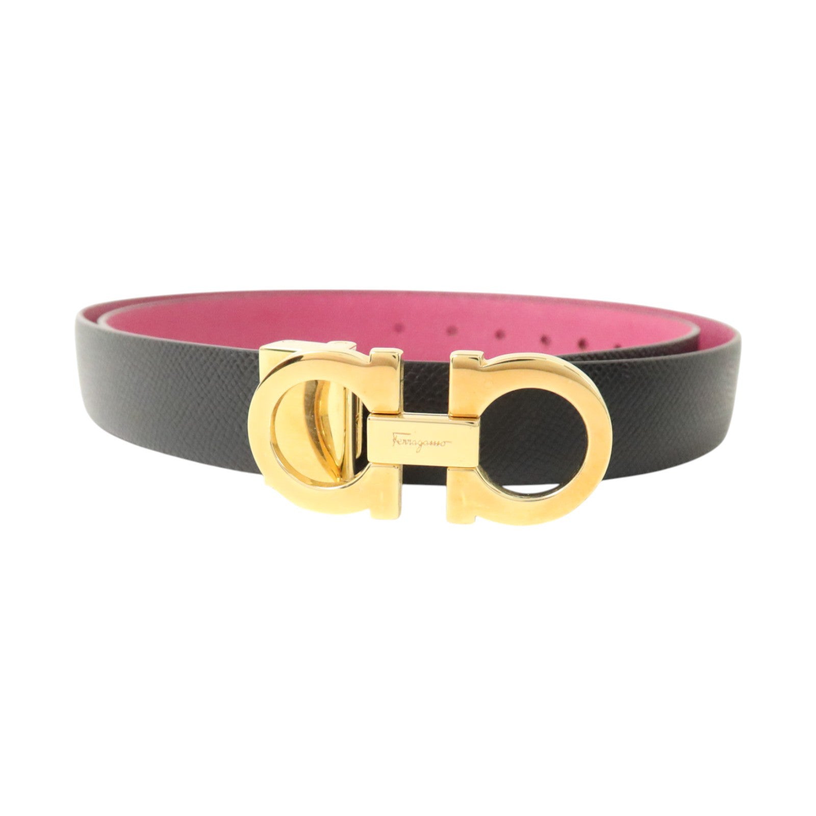 Salvatore Ferragamo 牛皮皮革Gancini Reversible Belt 85cm金扣皮帶