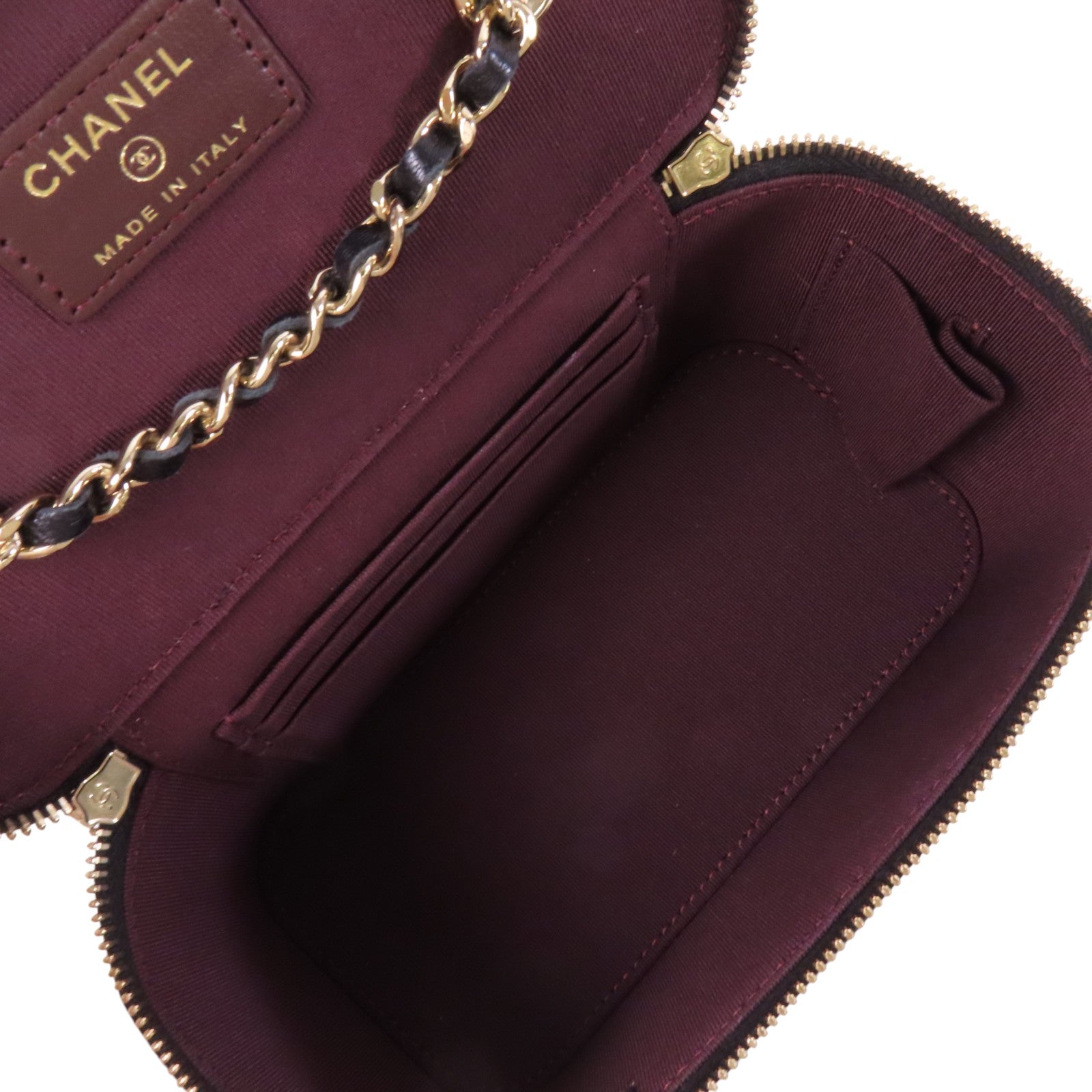 CHANEL 【激減優惠】羊皮皮革Vanity Case金扣鏈帶肩袋