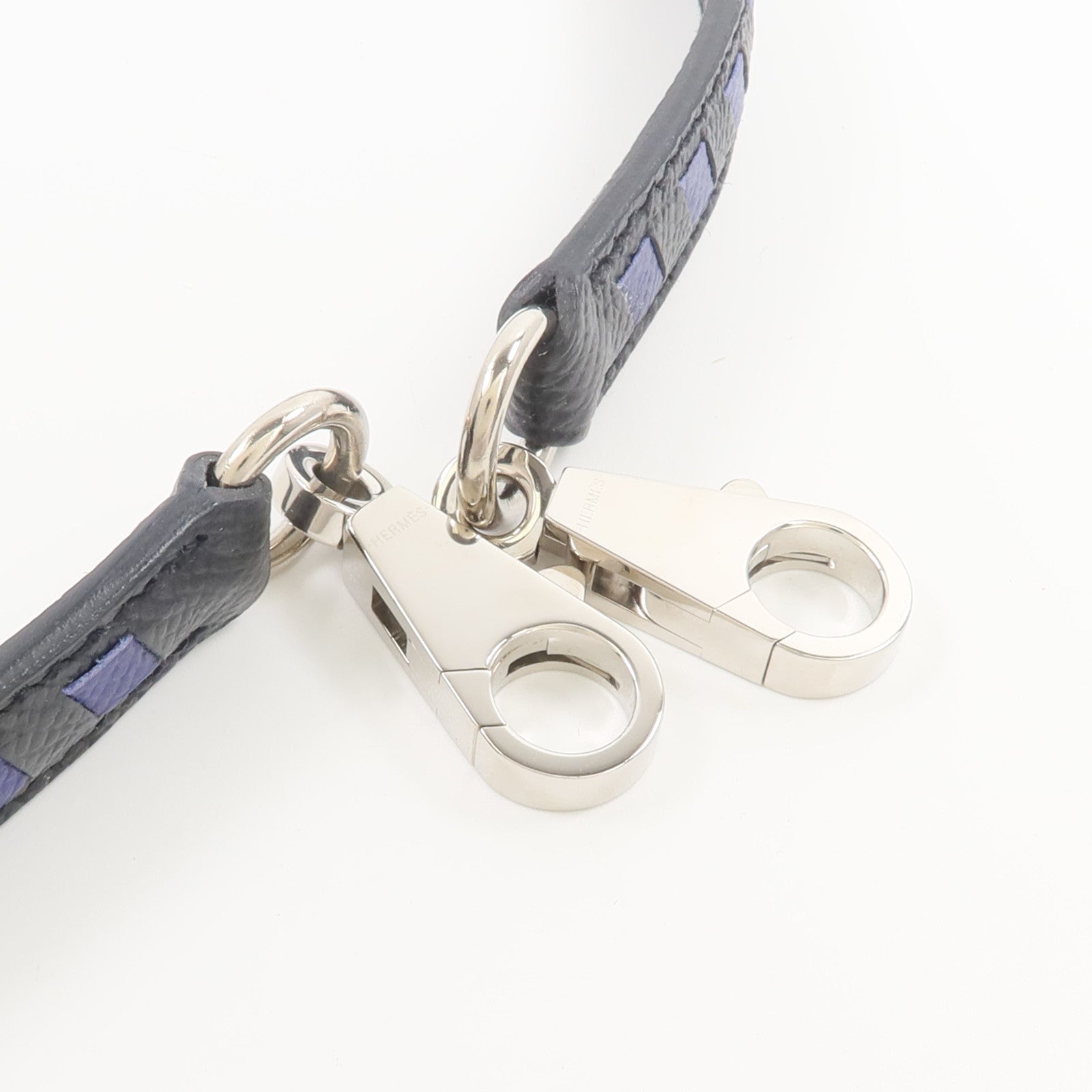 HERMES Epsom皮革Shoulder Strap肩帶Noir/Bleu Saphir