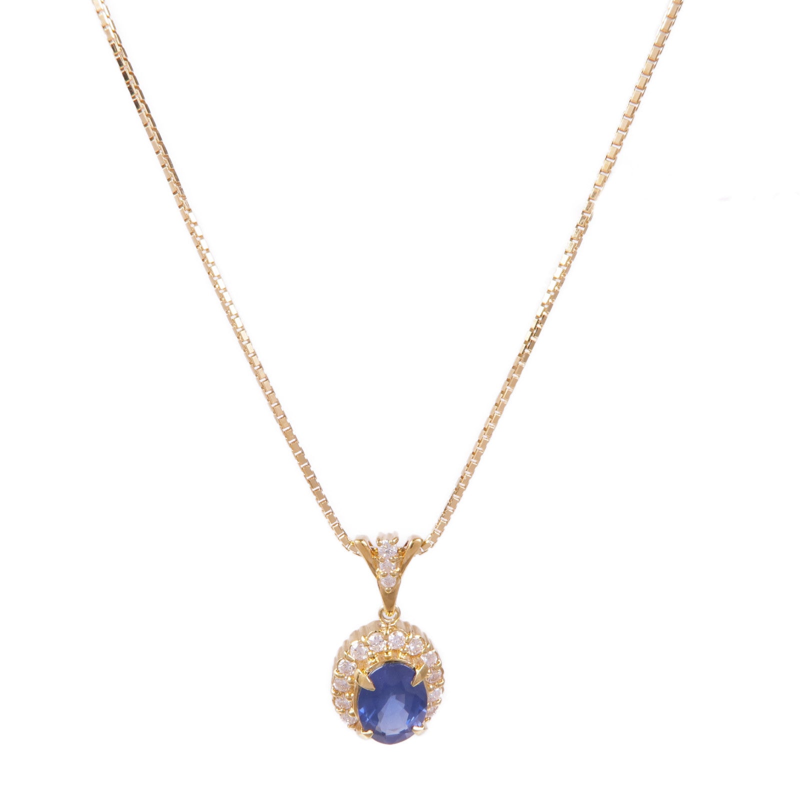 JEWELRY 【激減優惠】18K黃金Sapphire Diamond Necklace藍寶石/鑽石項鍊