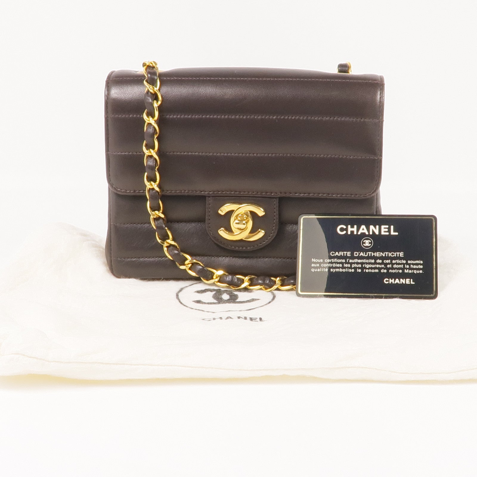 CHANEL 羊皮皮革Vintage Mini Flap Bag金扣鏈帶肩背袋