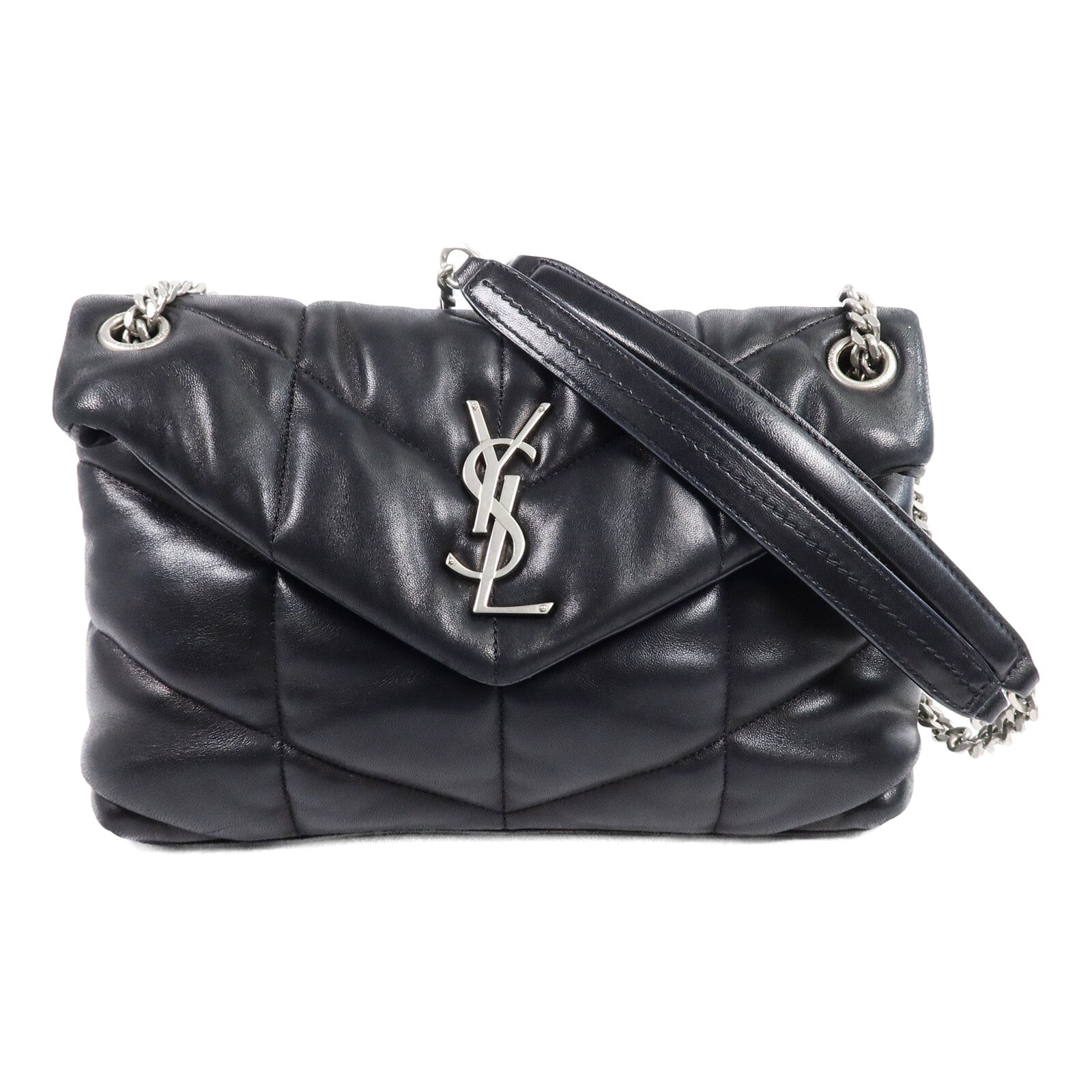 SAINT LAURENT 羊皮皮革LouLou Puffer Small鏈帶肩背袋