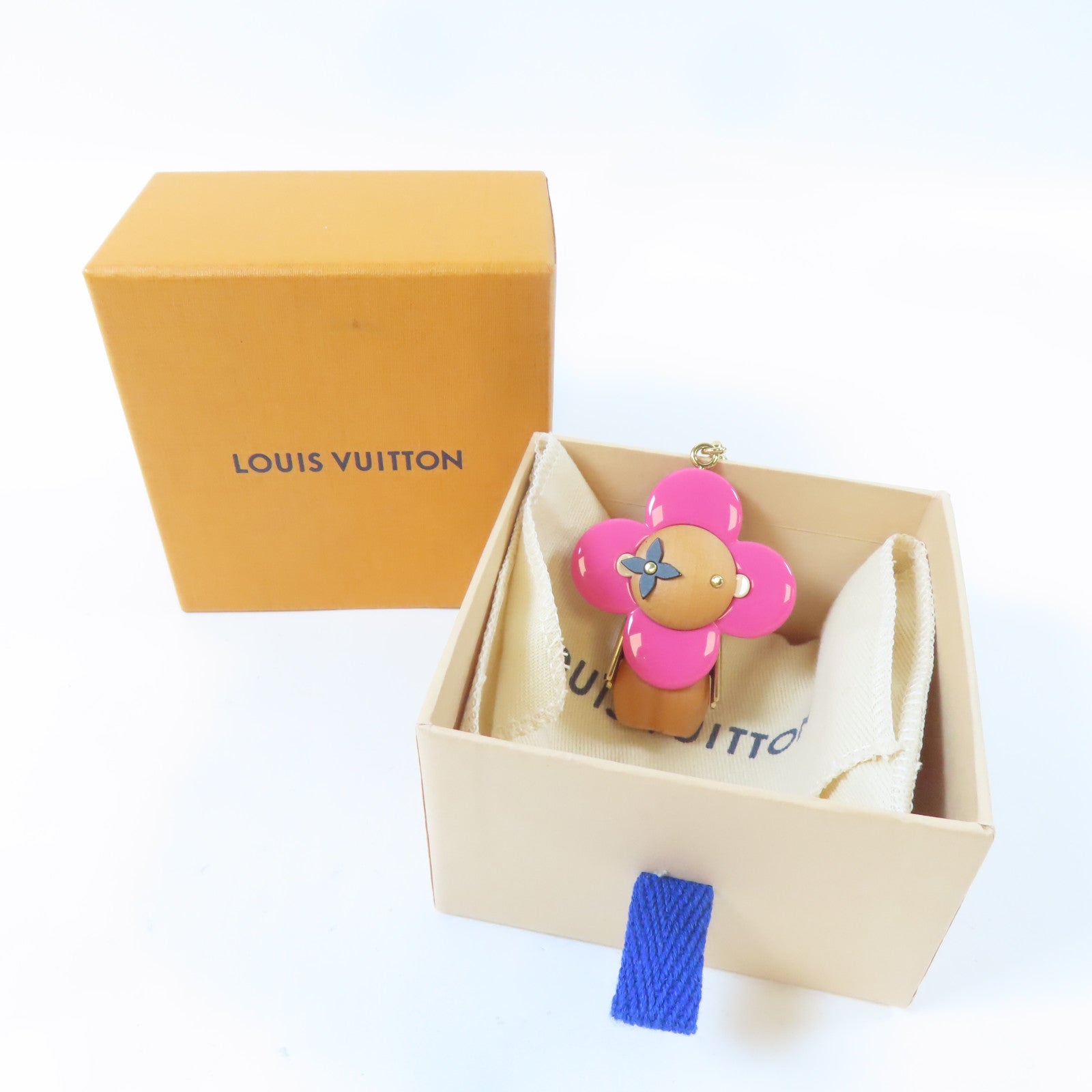 LOUIS VUITTON 羊毛/金屬Porte Cle Vivienne鎖匙扣啡色/粉紅色