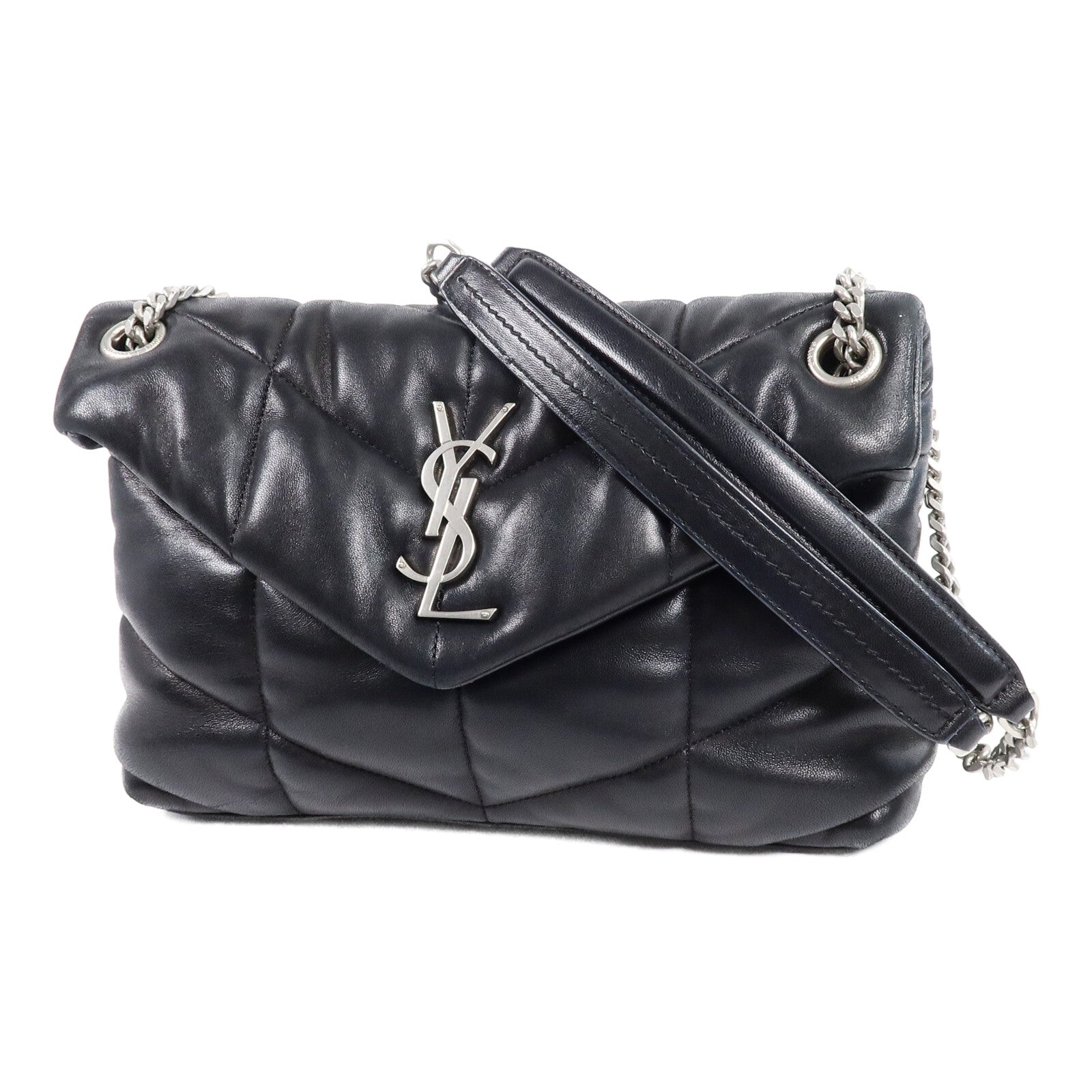 SAINT LAURENT 羊皮皮革LouLou Puffer Small鏈帶肩背袋