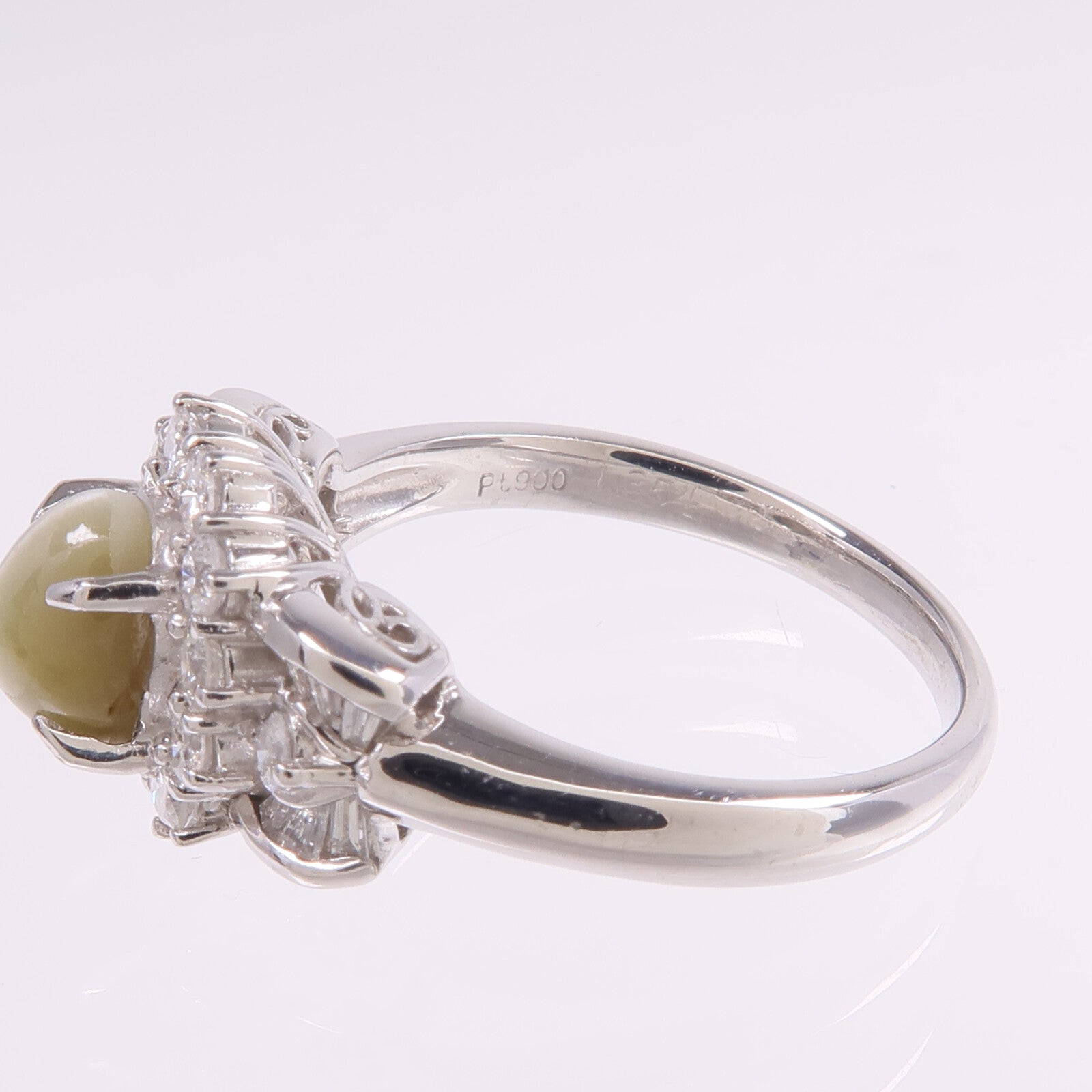 JEWELRY PT900鉑金Chrysoberyl Diamond Ring金綠寶石/鑽石戒指US#7