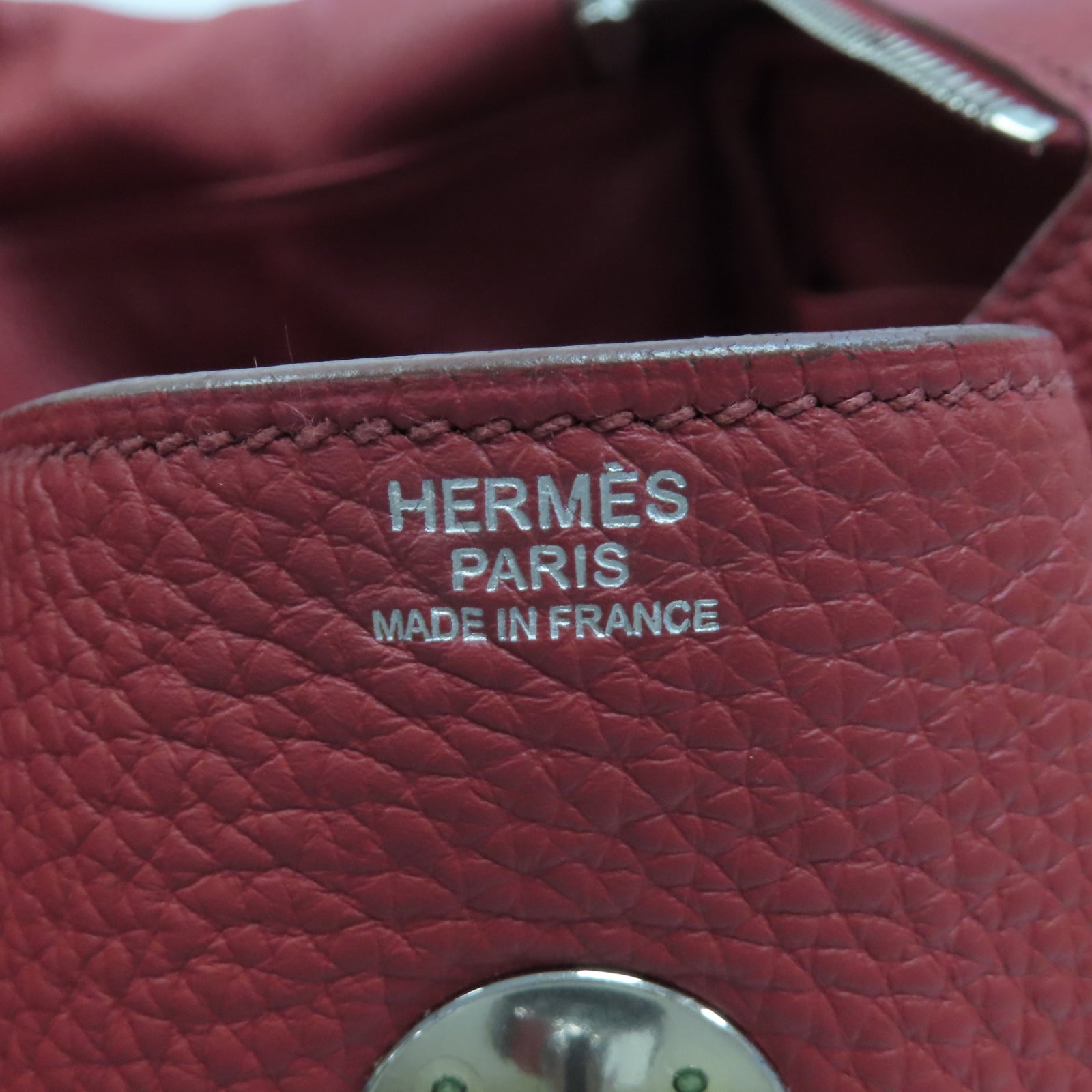 HERMES 【激減優惠】Clemence皮革Lindy 34銀扣手挽肩背兩用袋法拉利紅