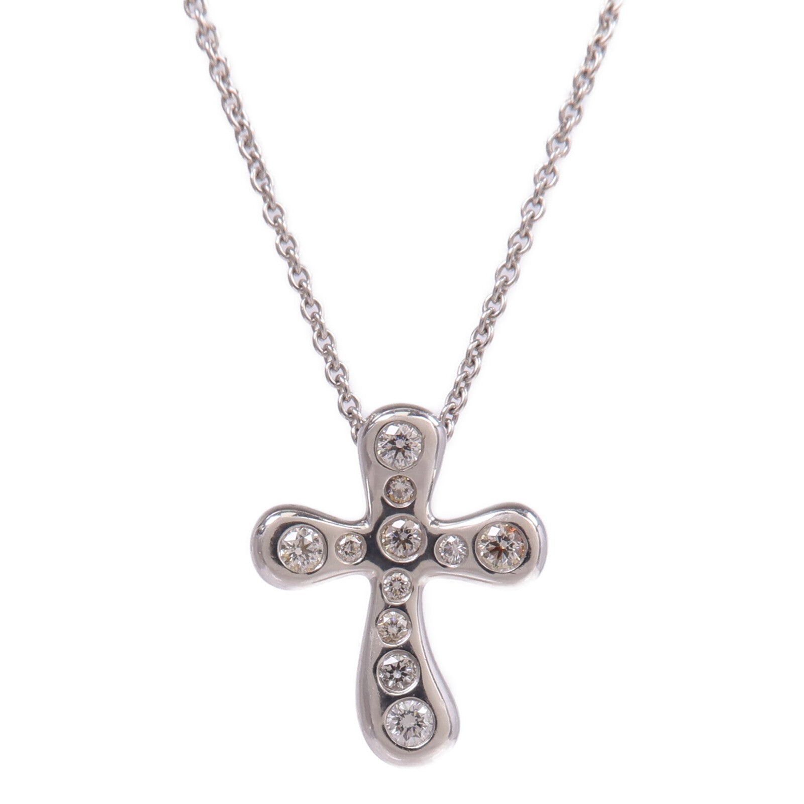 TIFFANY＆CO 【激減優惠】PT950鉑金Elsa Peretti Cross Diamond鑽石項鍊