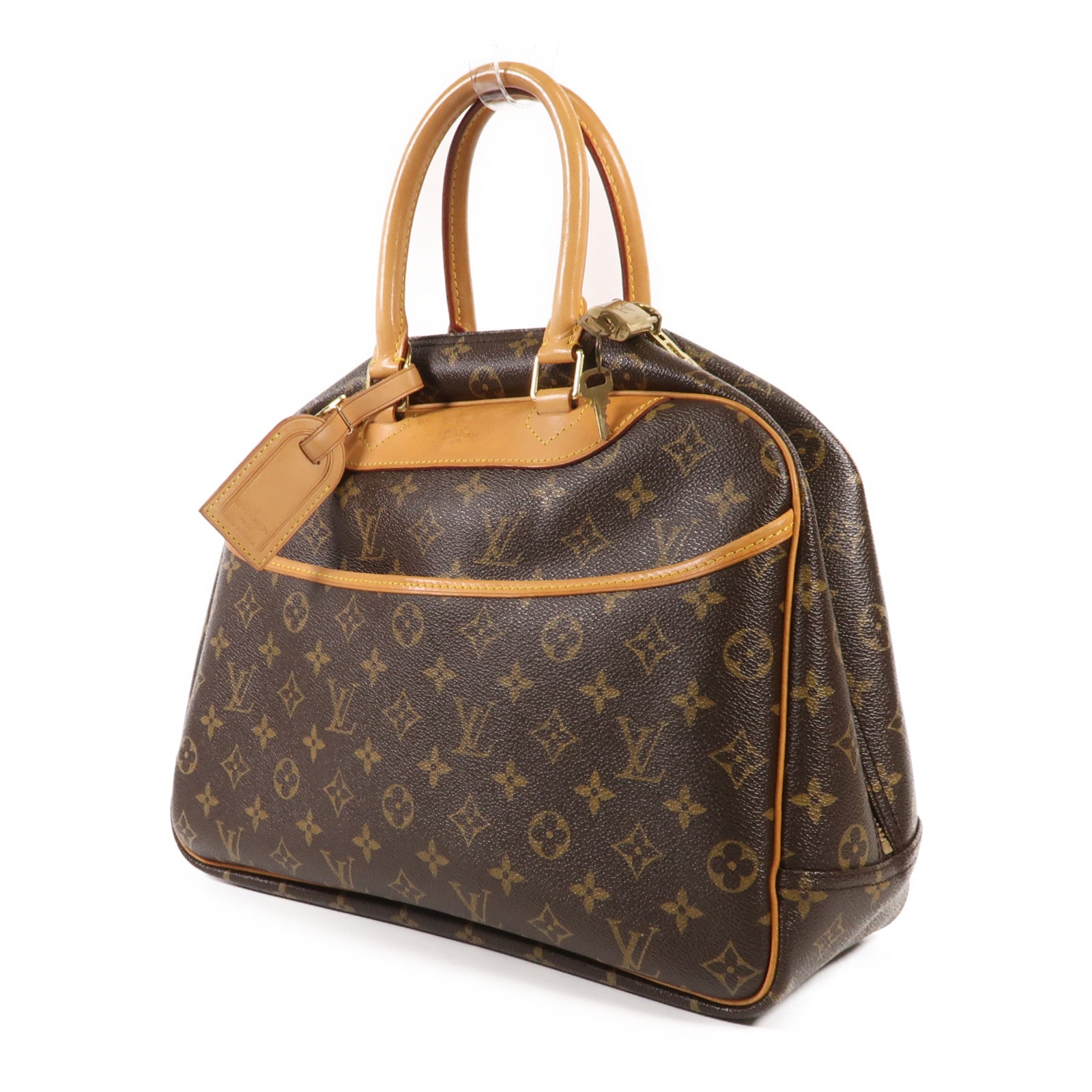 LOUIS VUITTON Monogram Deauville金扣手挽袋棕色