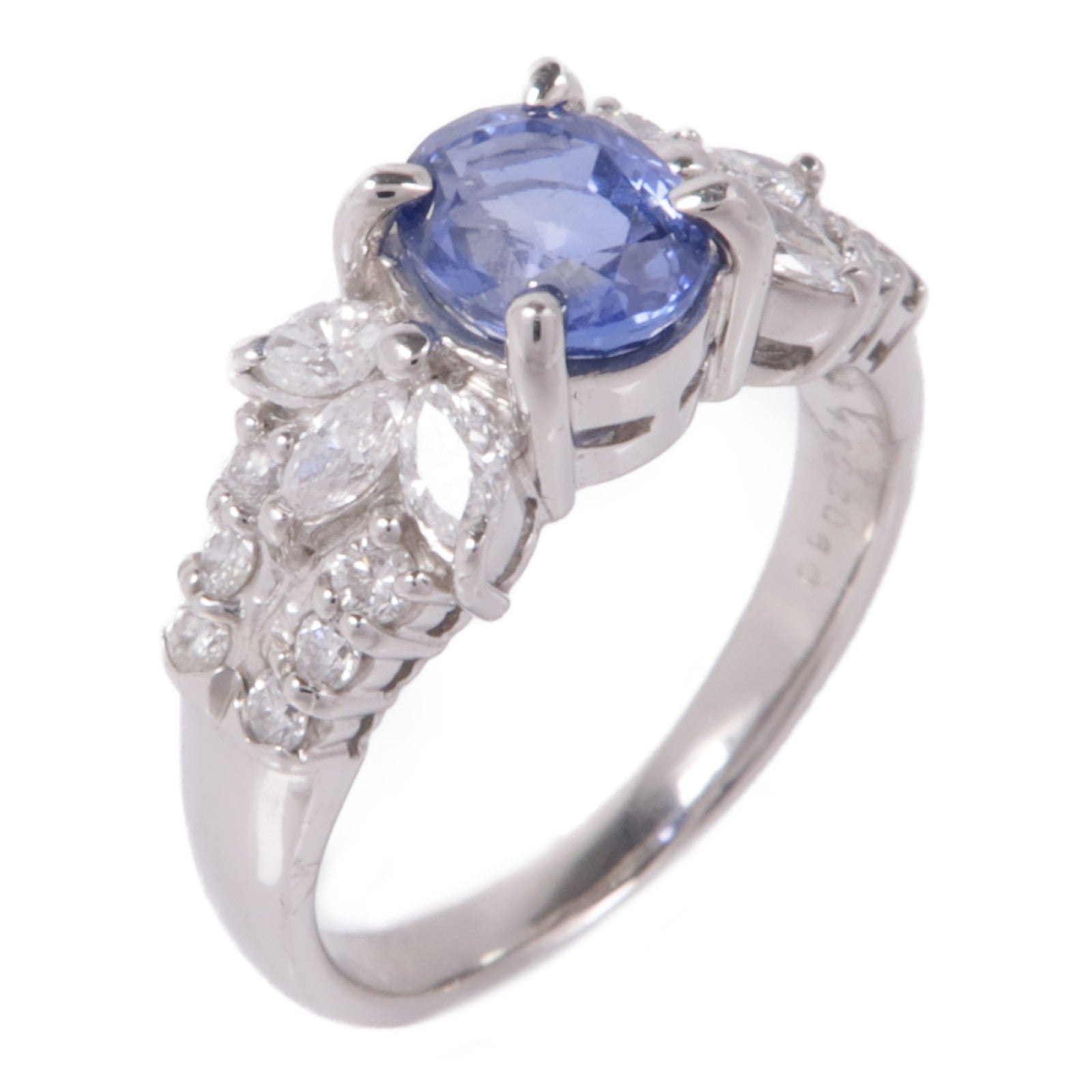 JEWELRY 【激減優惠】PT850鉑金Sapphire/Diamond Ring藍寶石/鑽石戒指US#7