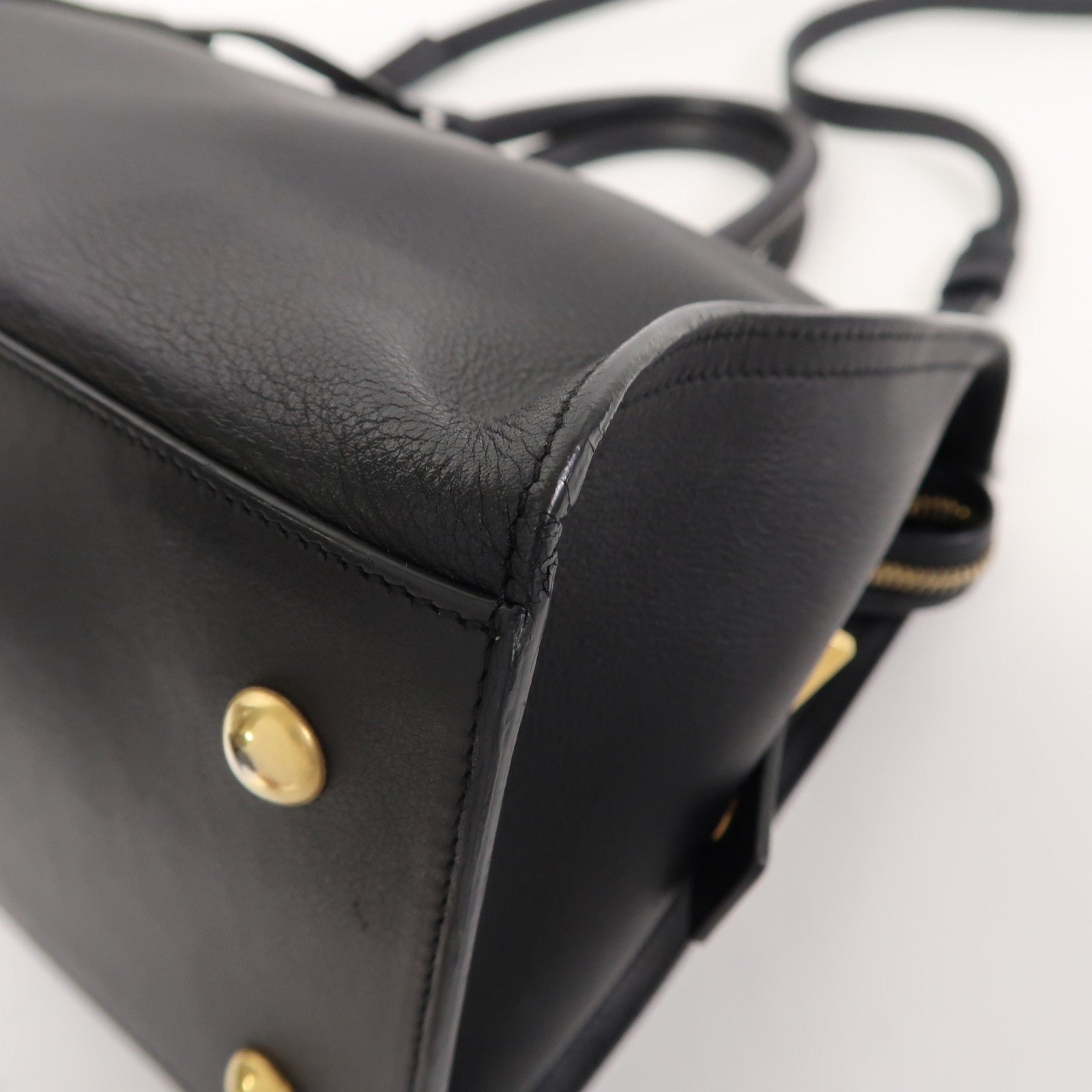 YVES SAINT LAURENT 牛皮皮革Cabas Y 2 way Shoulder bag金扣手挽肩背兩用袋黑色