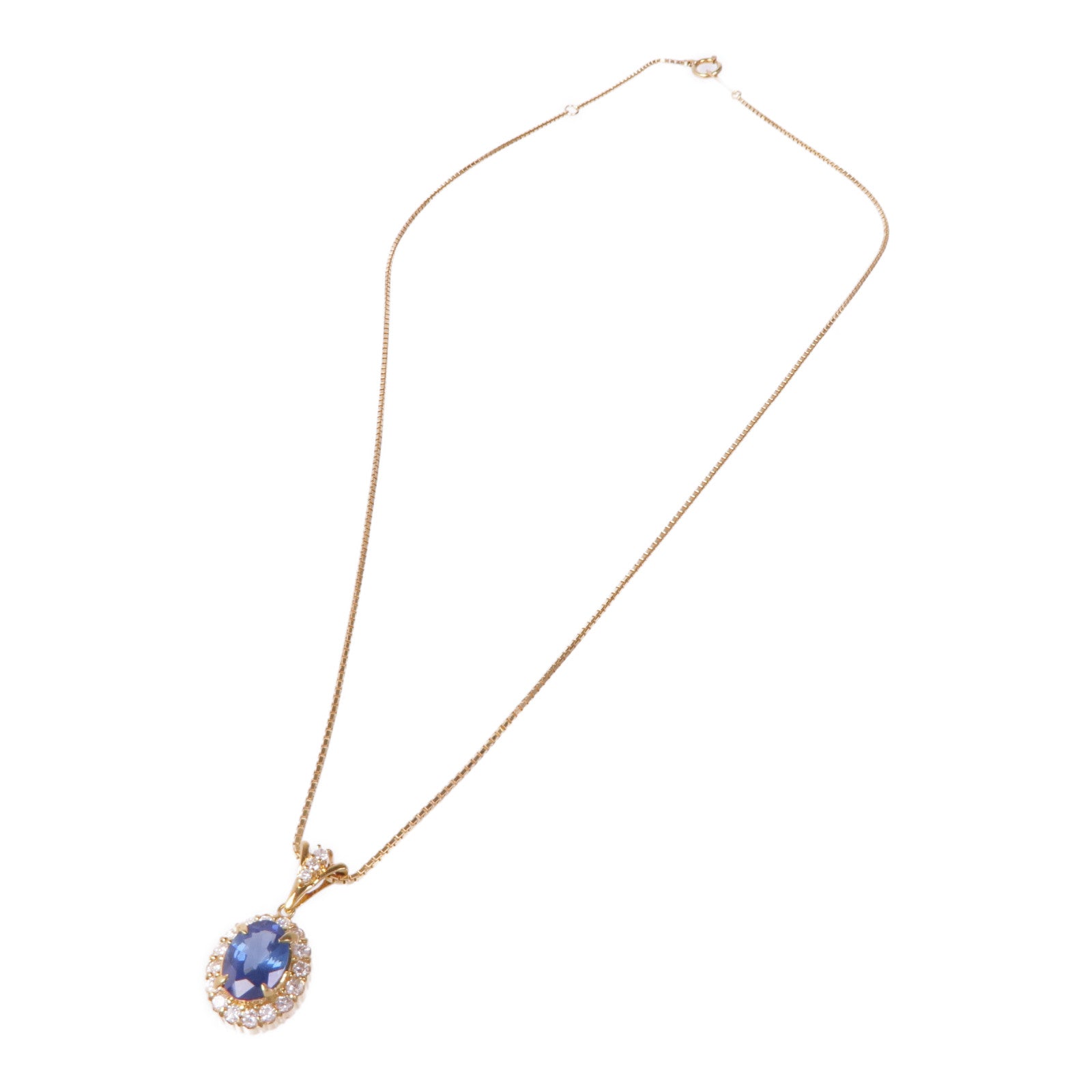 JEWELRY 【激減優惠】18K黃金Sapphire Diamond Necklace藍寶石/鑽石項鍊