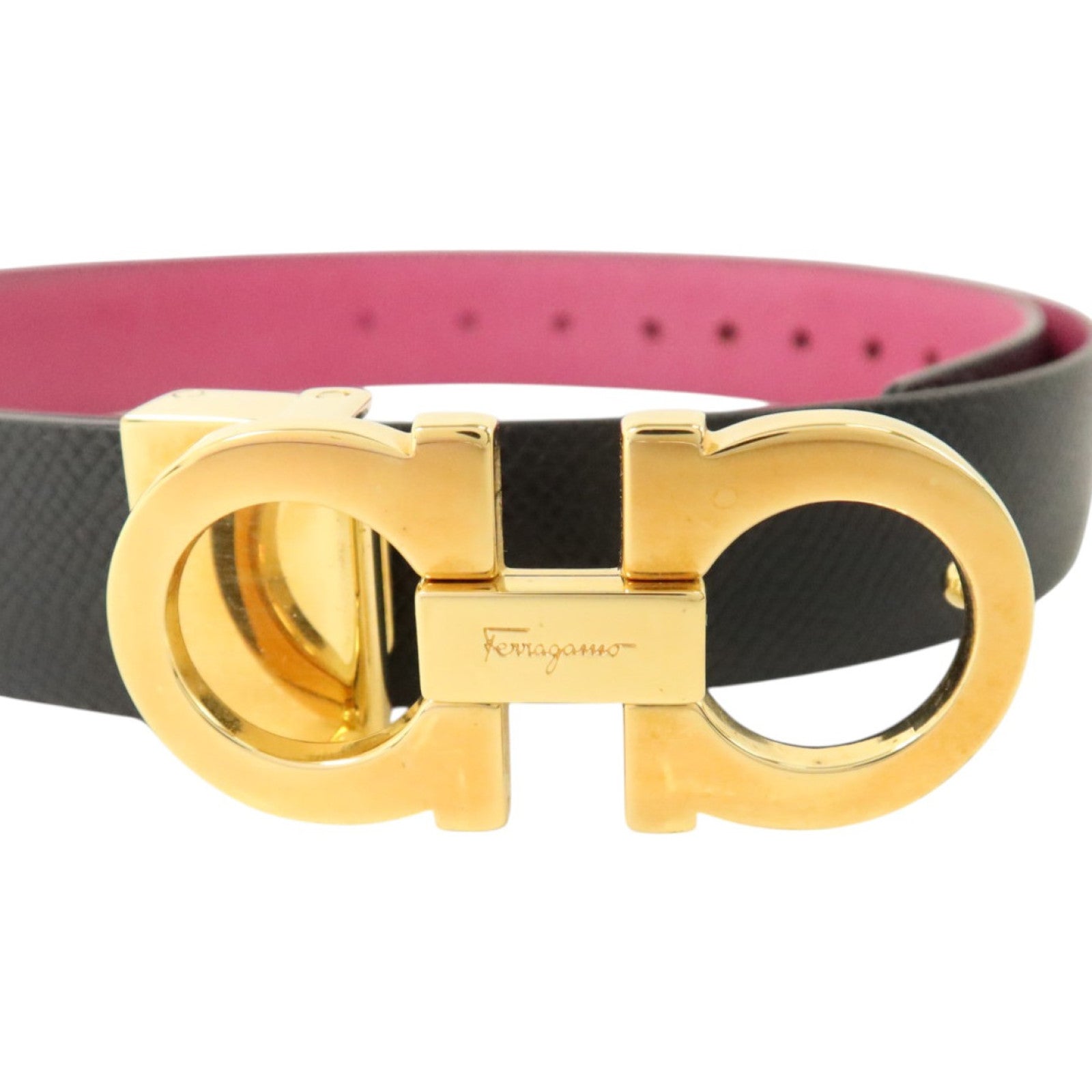 Salvatore Ferragamo 牛皮皮革Gancini Reversible Belt 85cm金扣皮帶