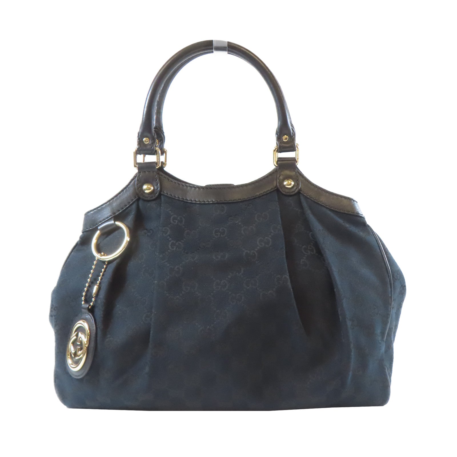 GUCCI 【激減優惠】帆布Sukey Shoulder Bag金扣肩背袋黑色