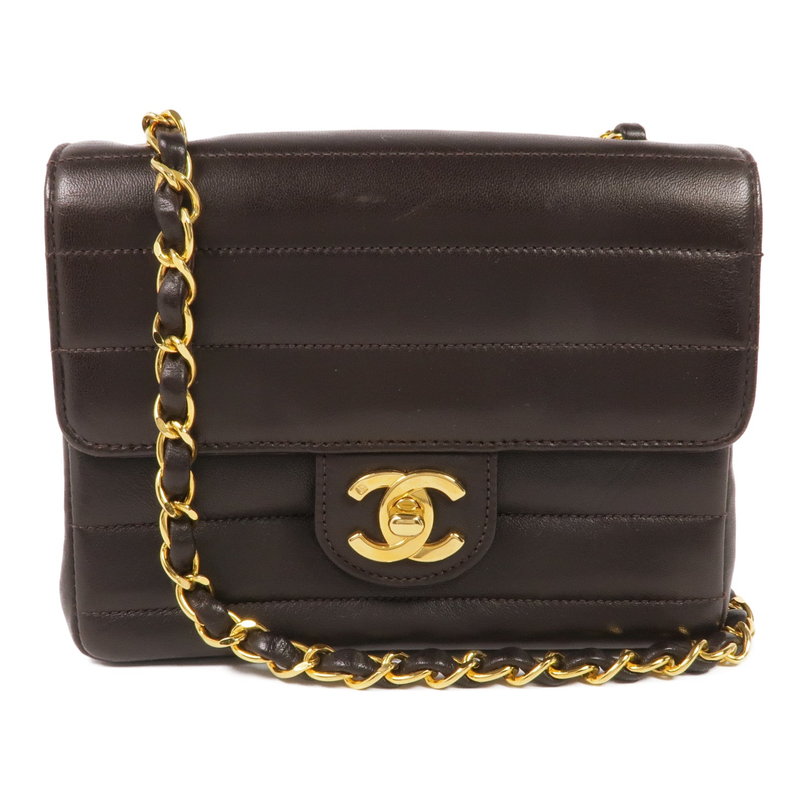 CHANEL 羊皮皮革Vintage Mini Flap Bag金扣鏈帶肩背袋