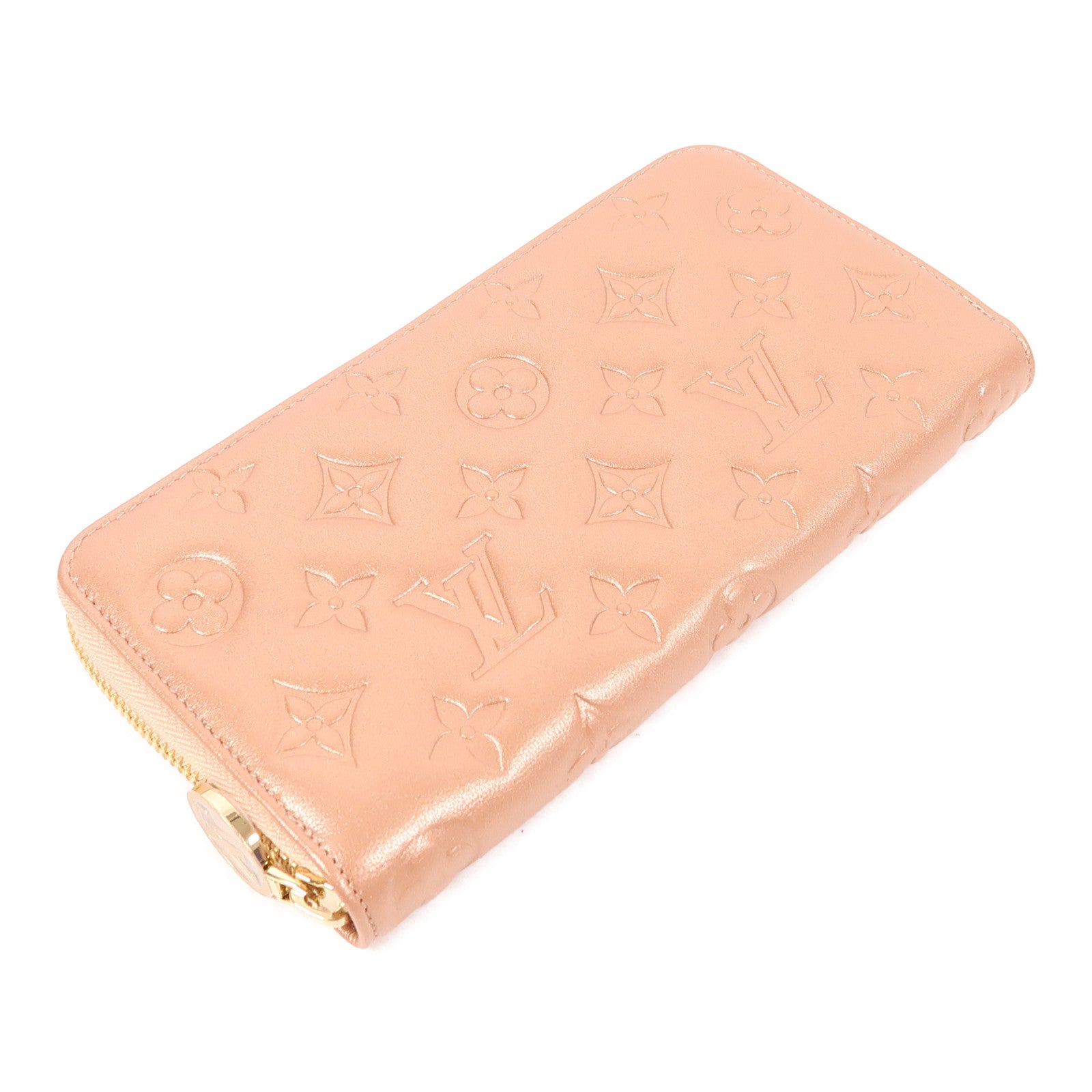 LOUIS VUITTON LV GHW Zippy Long Wallet Coussin M81511 Monogram Embossed Pink