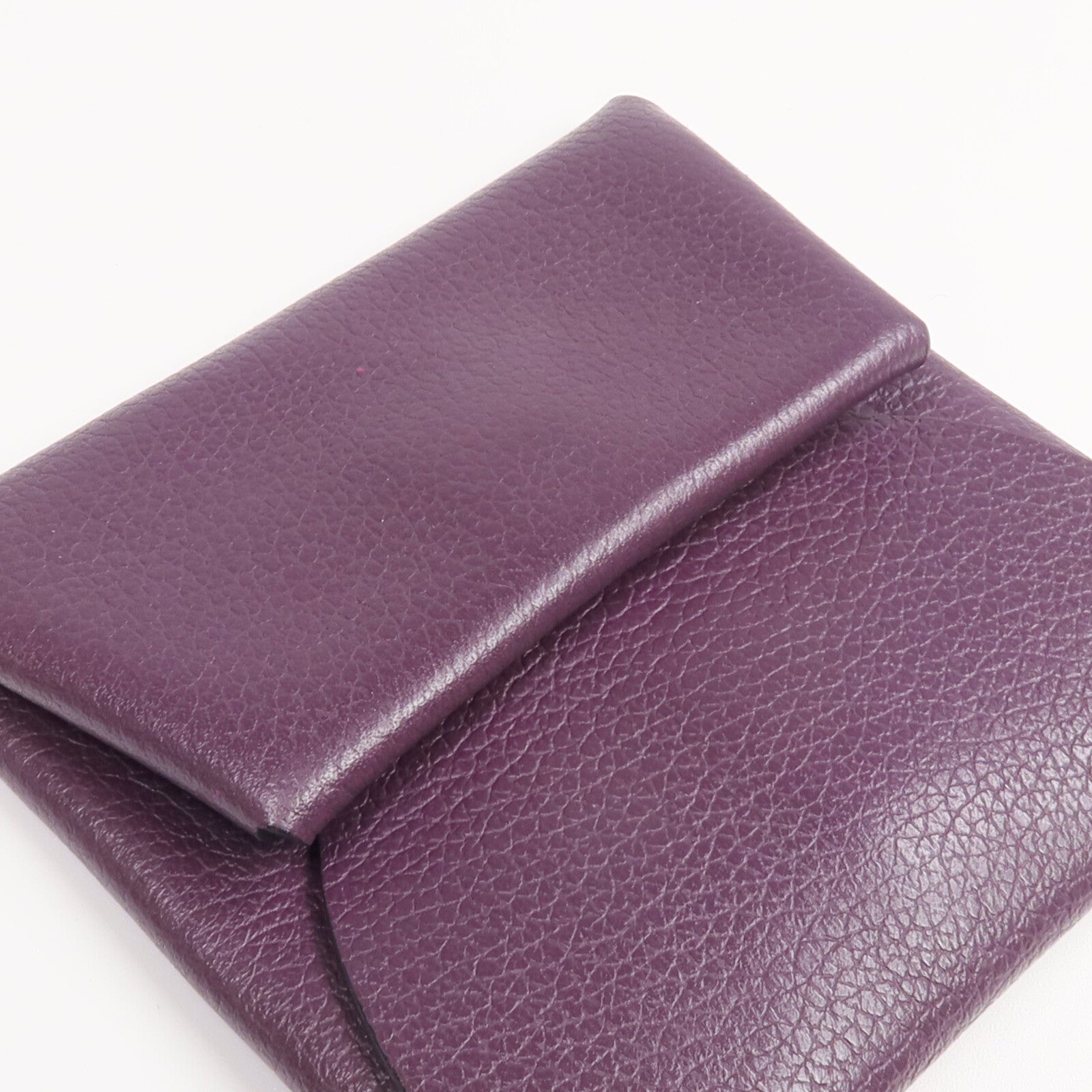 HERMES Chevre皮革Bastia銀扣零錢包Anemone