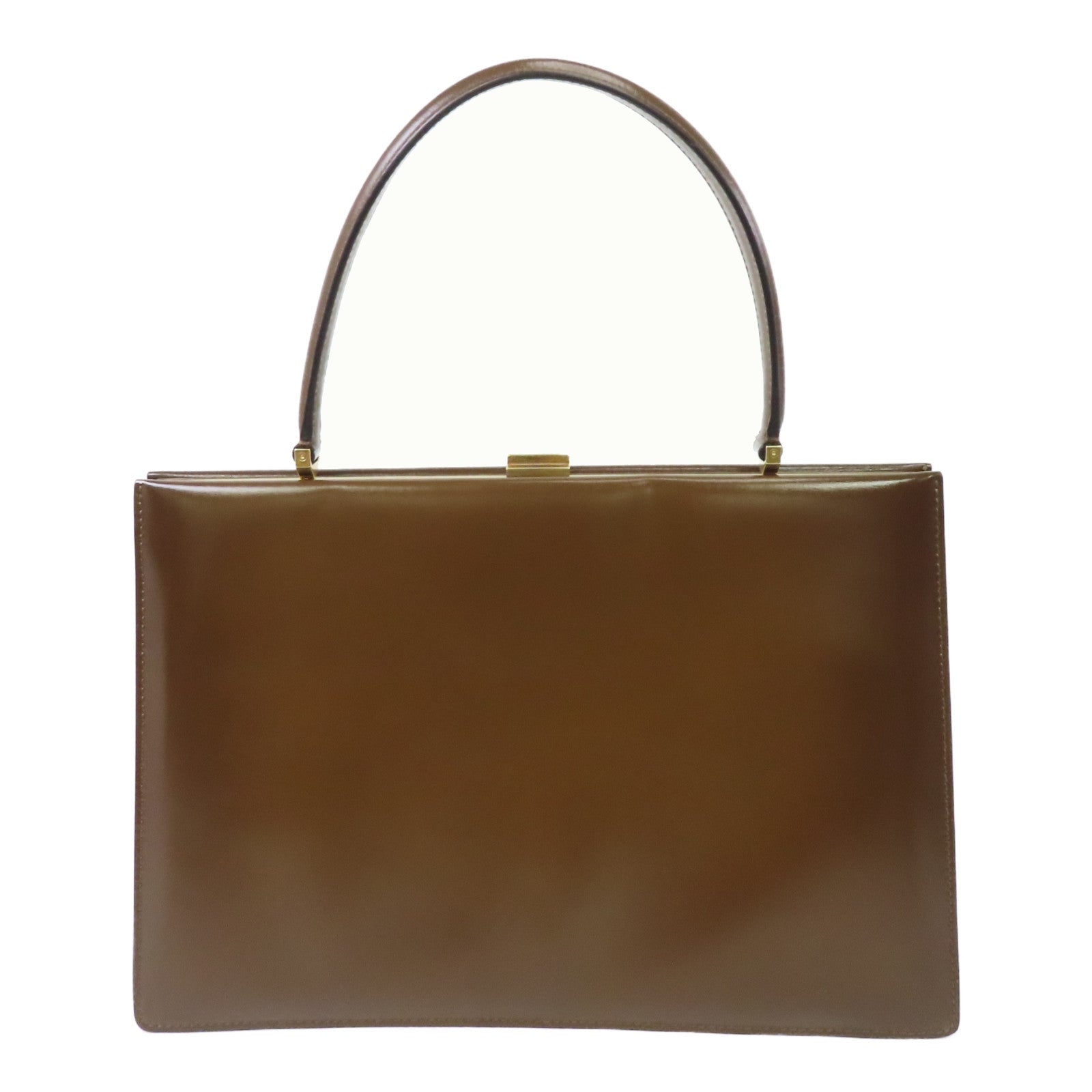 CELINE 牛皮皮革Handbag金扣手挽袋棕色