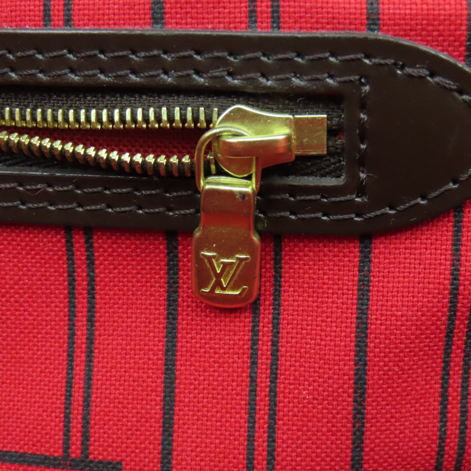 LOUIS VUITTON 【激減優惠】Damier Neverfull MM金扣手挽袋啡色