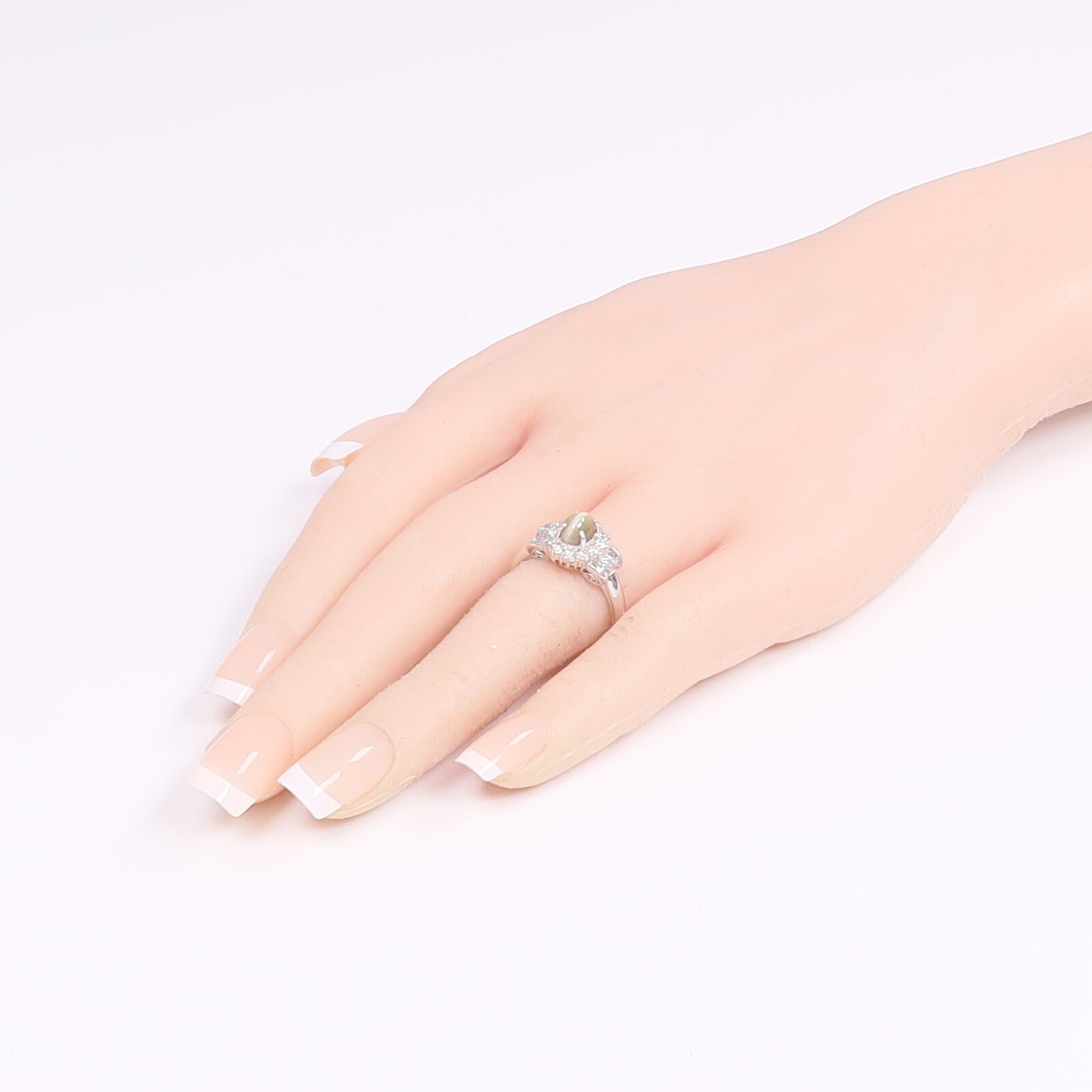 JEWELRY PT900鉑金Chrysoberyl Diamond Ring金綠寶石/鑽石戒指US#7
