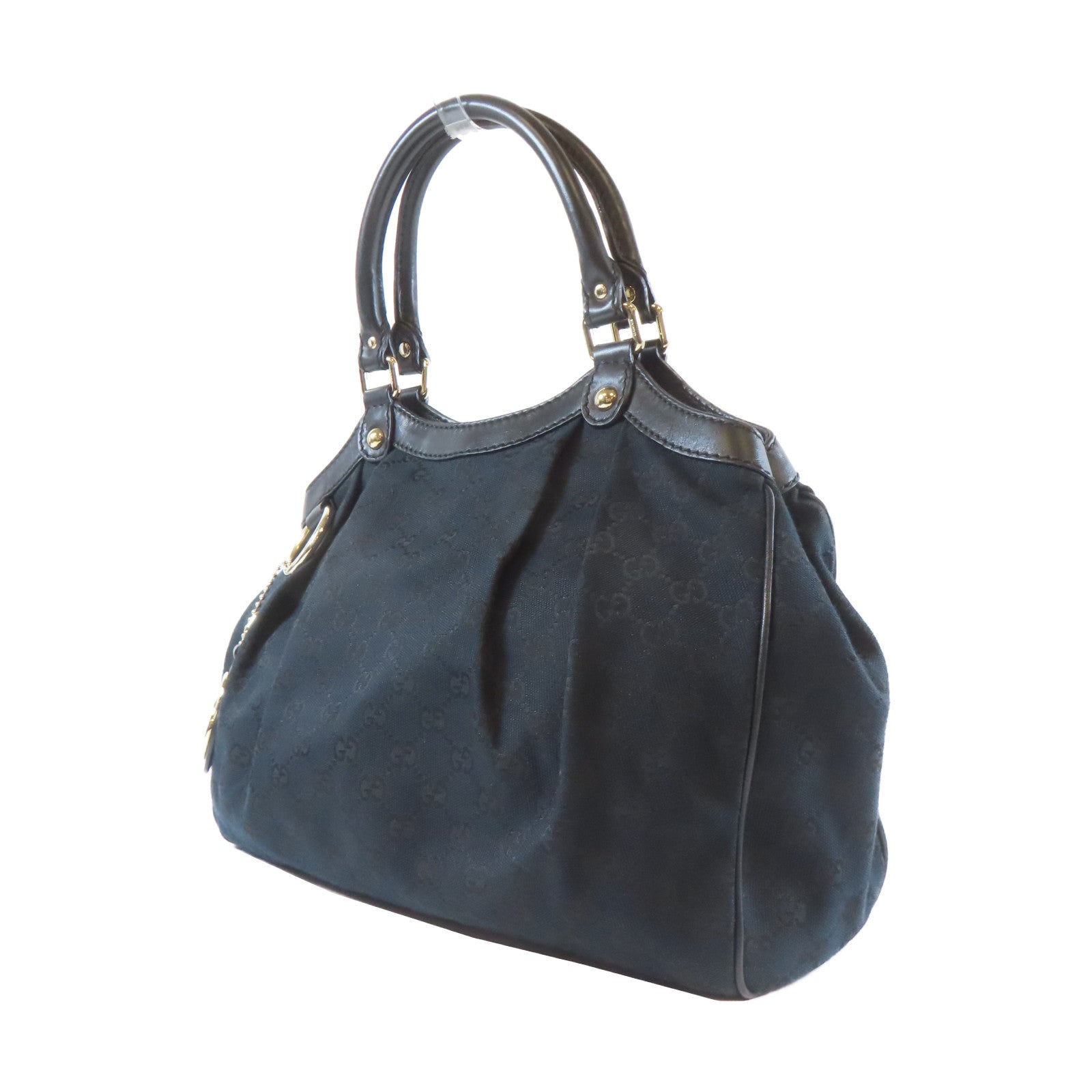 GUCCI 【激減優惠】帆布Sukey Shoulder Bag金扣肩背袋黑色