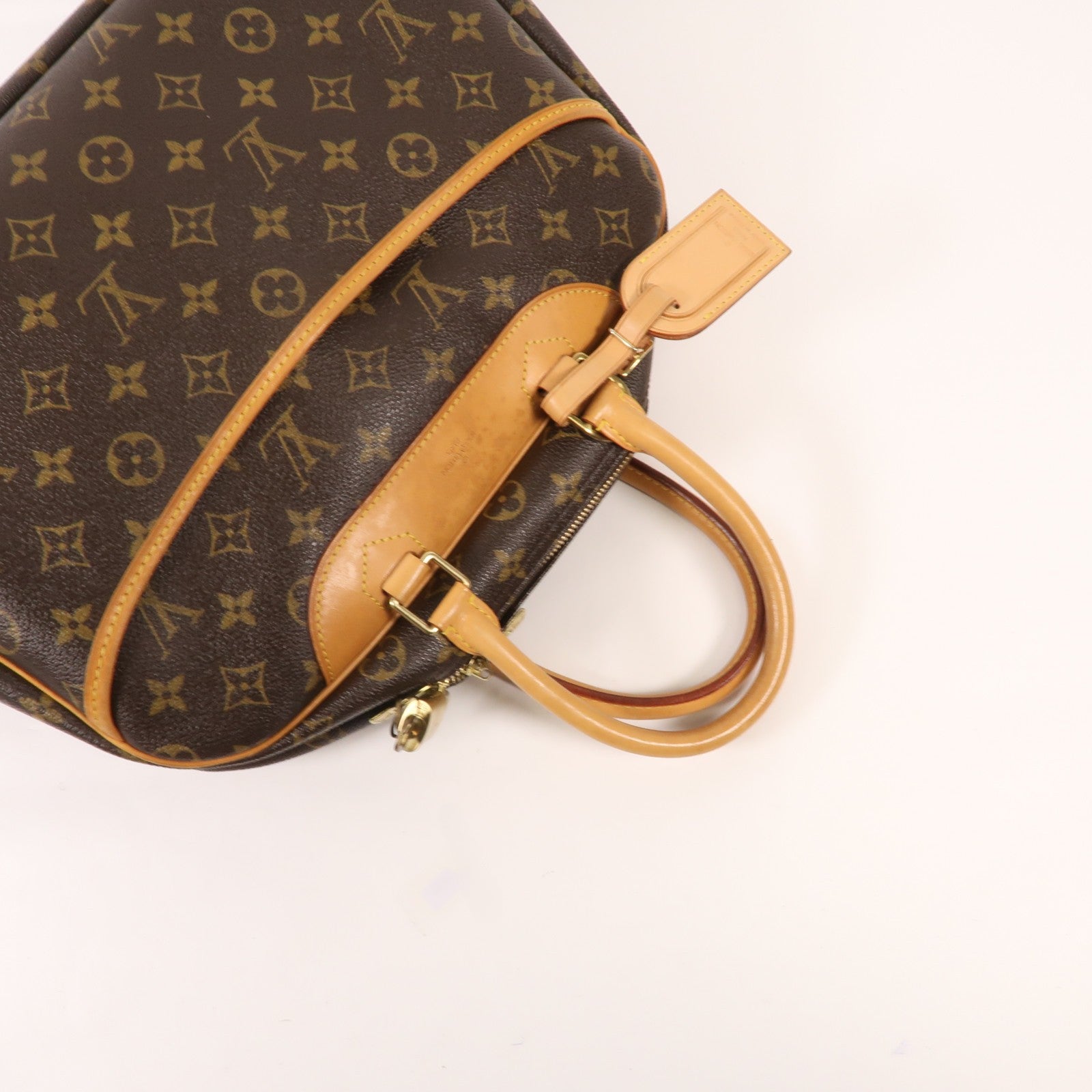 LOUIS VUITTON Monogram Deauville金扣手挽袋棕色