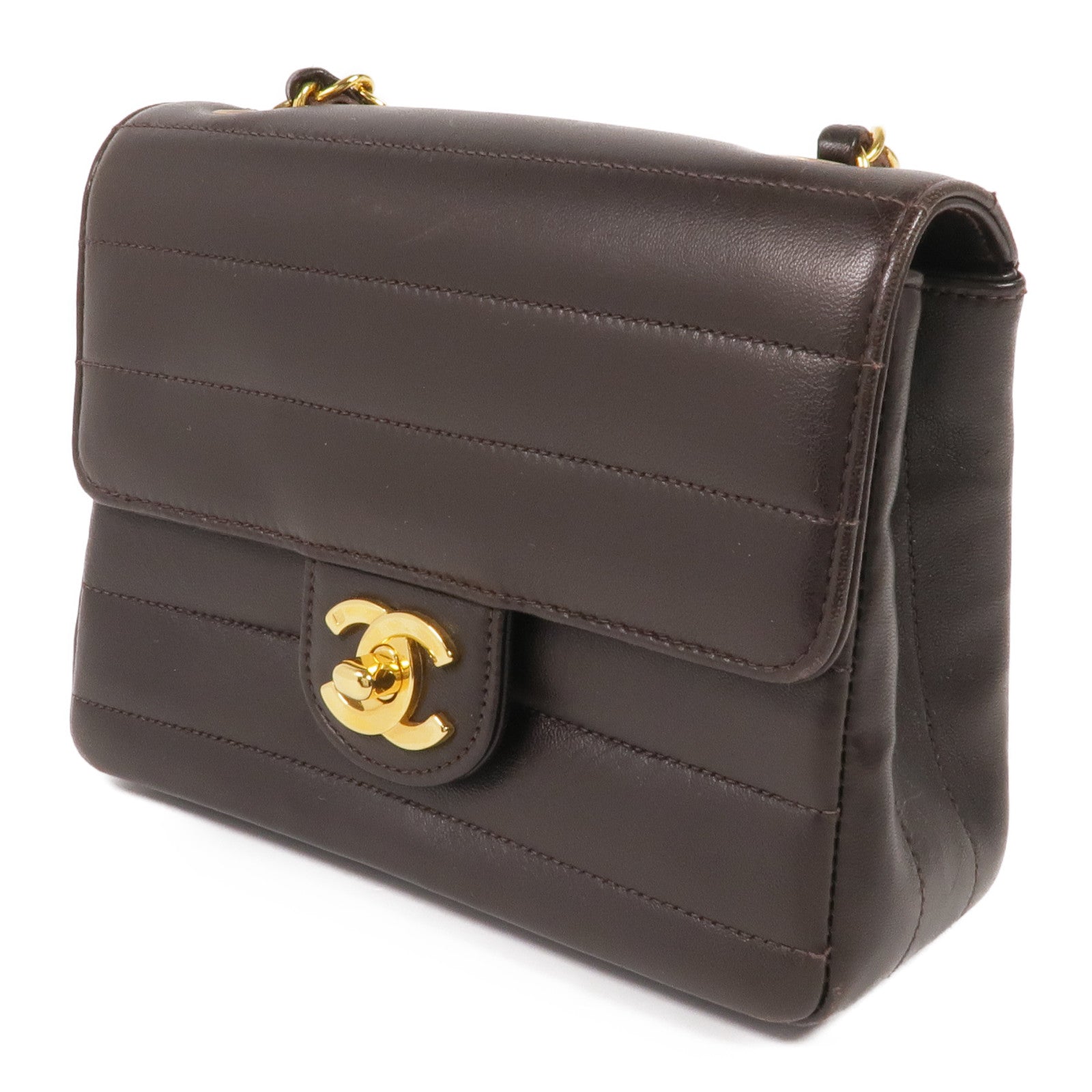 CHANEL 羊皮皮革Vintage Mini Flap Bag金扣鏈帶肩背袋