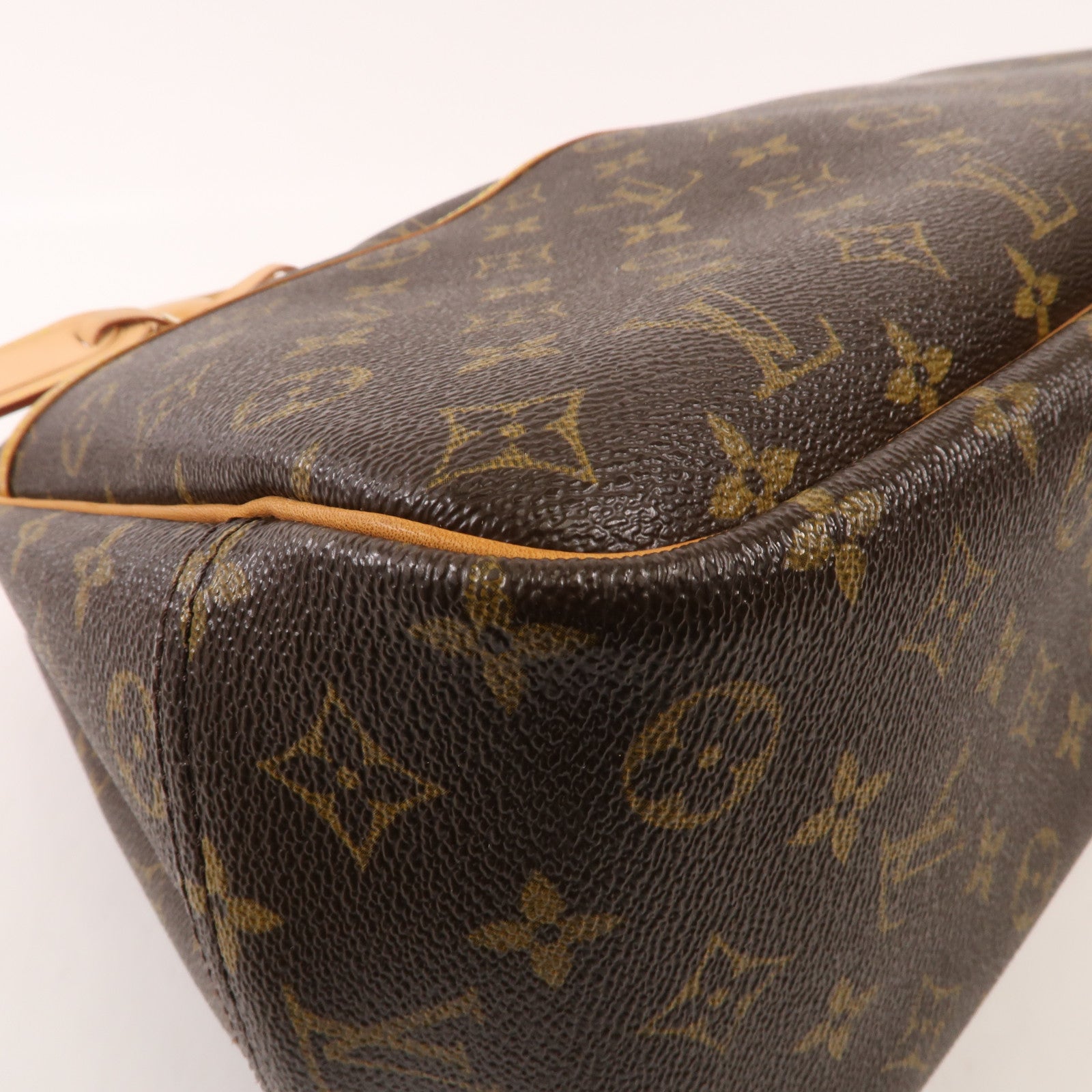 LOUIS VUITTON Monogram Deauville金扣手挽袋棕色
