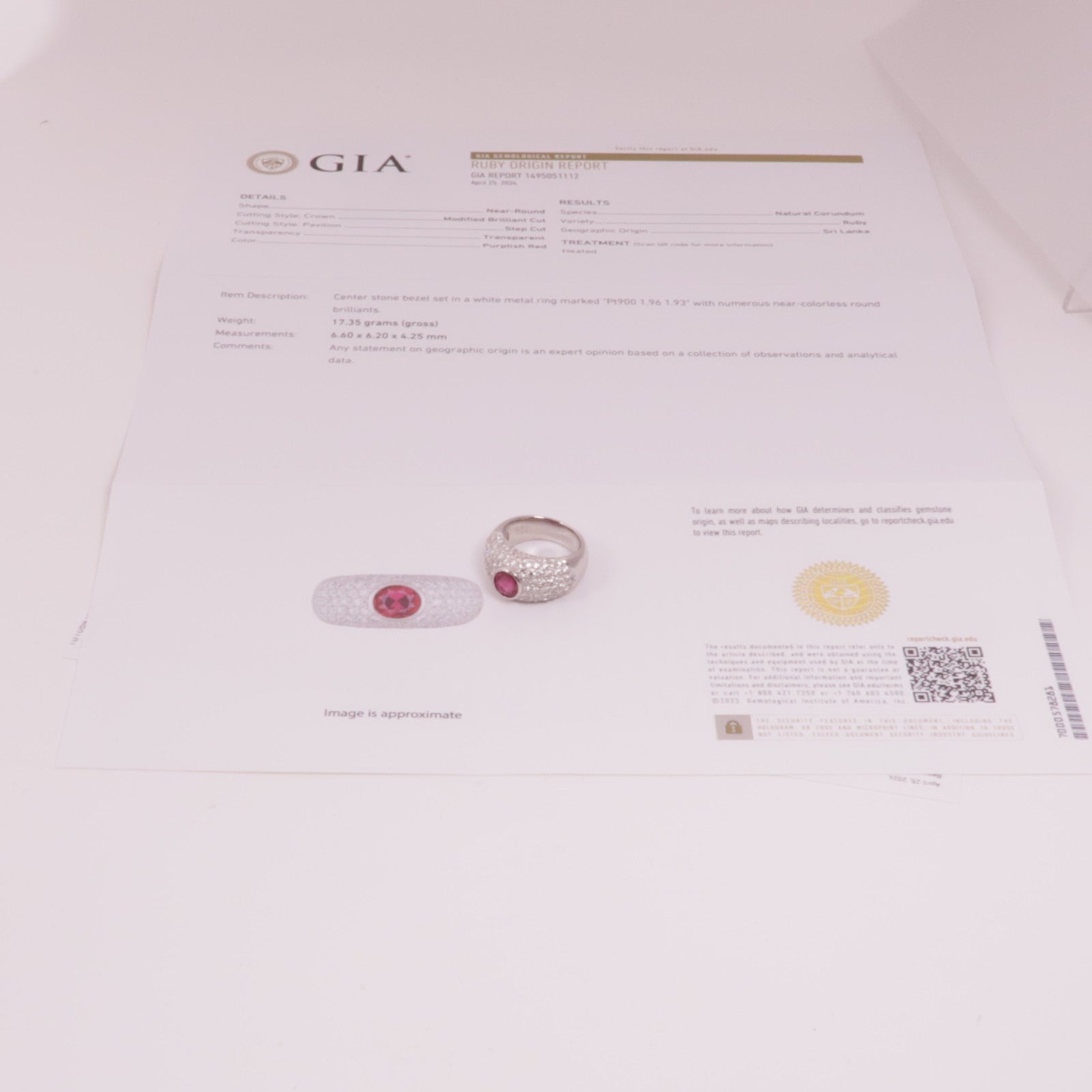 JEWELRY PT900鉑金Ruby Diamond Ring鑽石戒指US#6.5