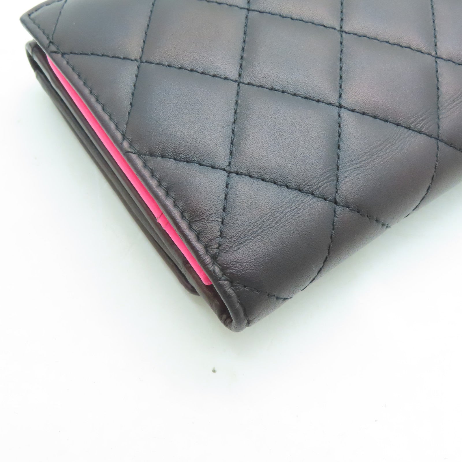CHANEL 【激減優惠】菱格羊皮皮革Long Wallet銀扣長錢包黑色