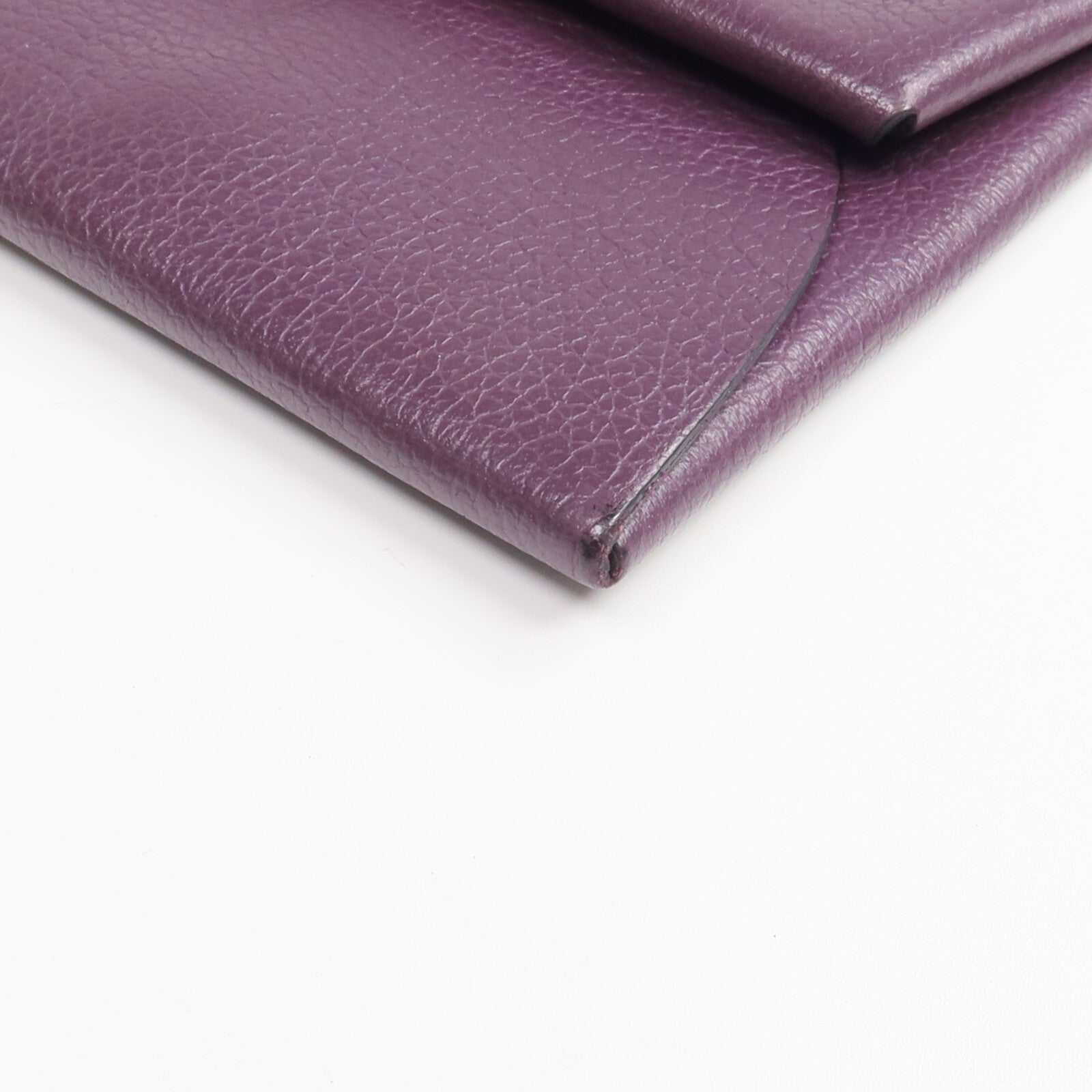HERMES Chevre皮革Bastia銀扣零錢包Anemone