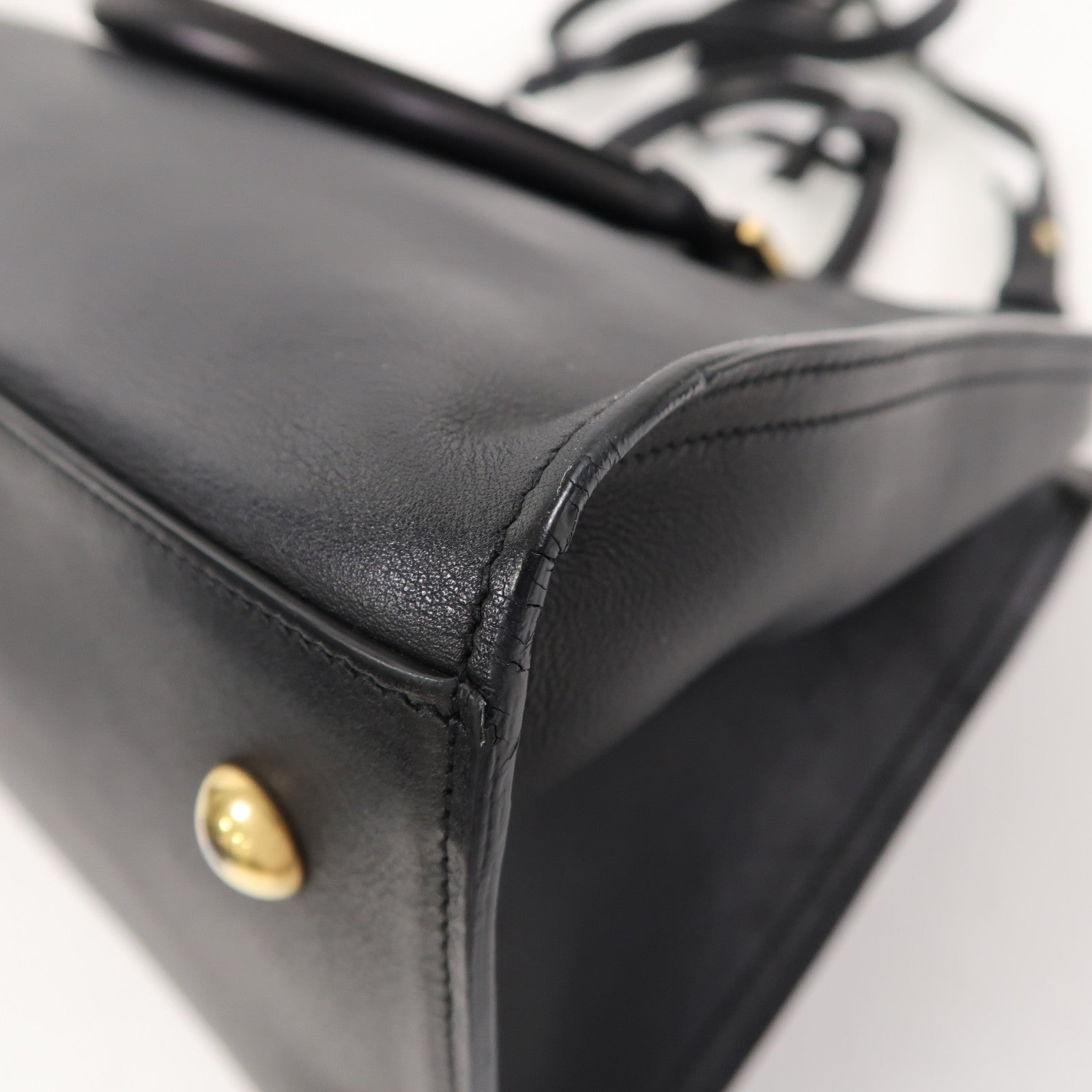 YVES SAINT LAURENT 牛皮皮革Cabas Y 2 way Shoulder bag金扣手挽肩背兩用袋黑色