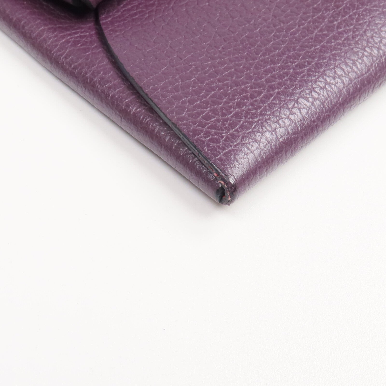 HERMES Chevre皮革Bastia銀扣零錢包Anemone