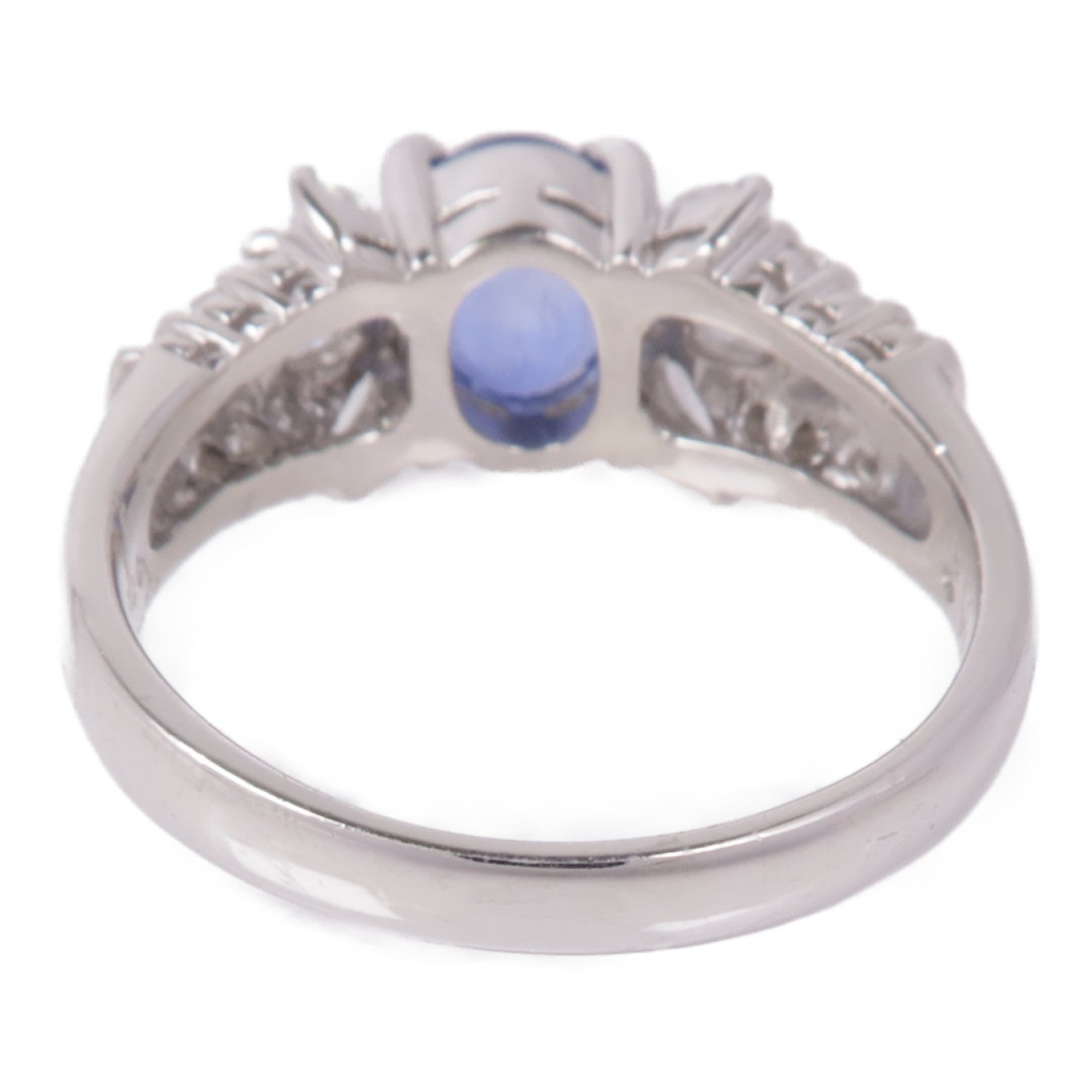 JEWELRY 【激減優惠】PT850鉑金Sapphire/Diamond Ring藍寶石/鑽石戒指US#7