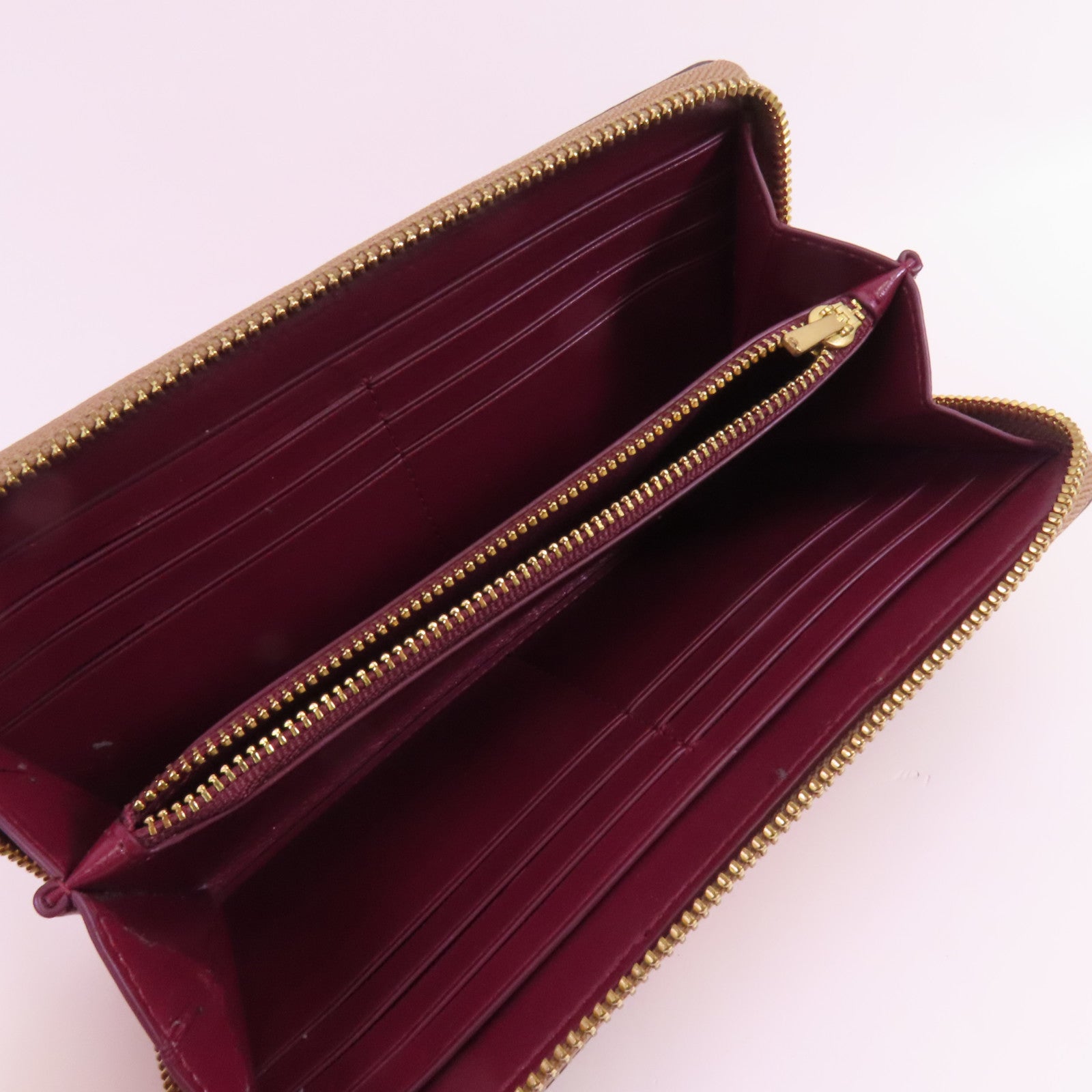 COACH 塗層帆布/牛皮皮革Zip Long Wallet金扣拉鏈長錢包