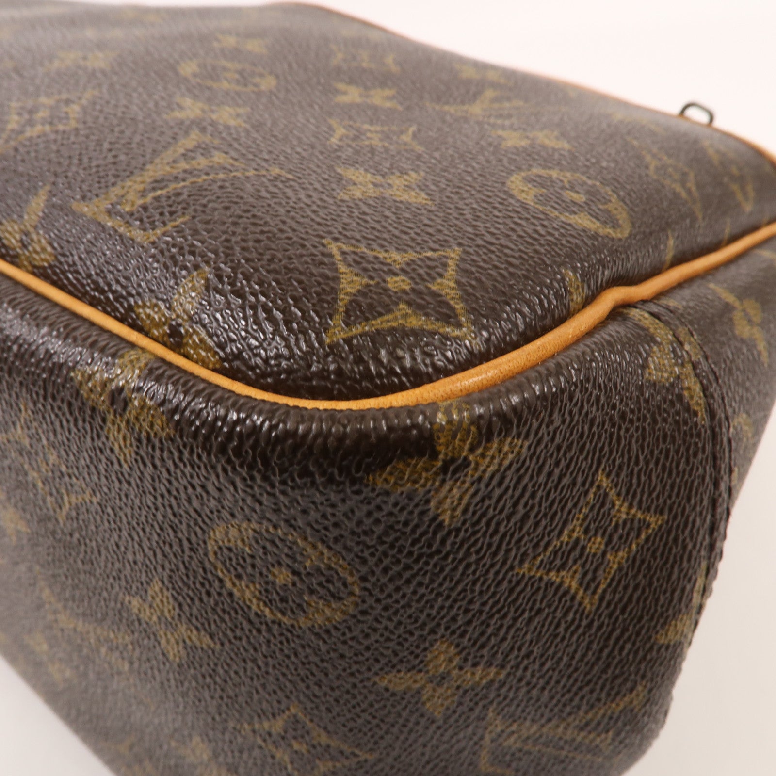 LOUIS VUITTON Monogram Deauville金扣手挽袋棕色