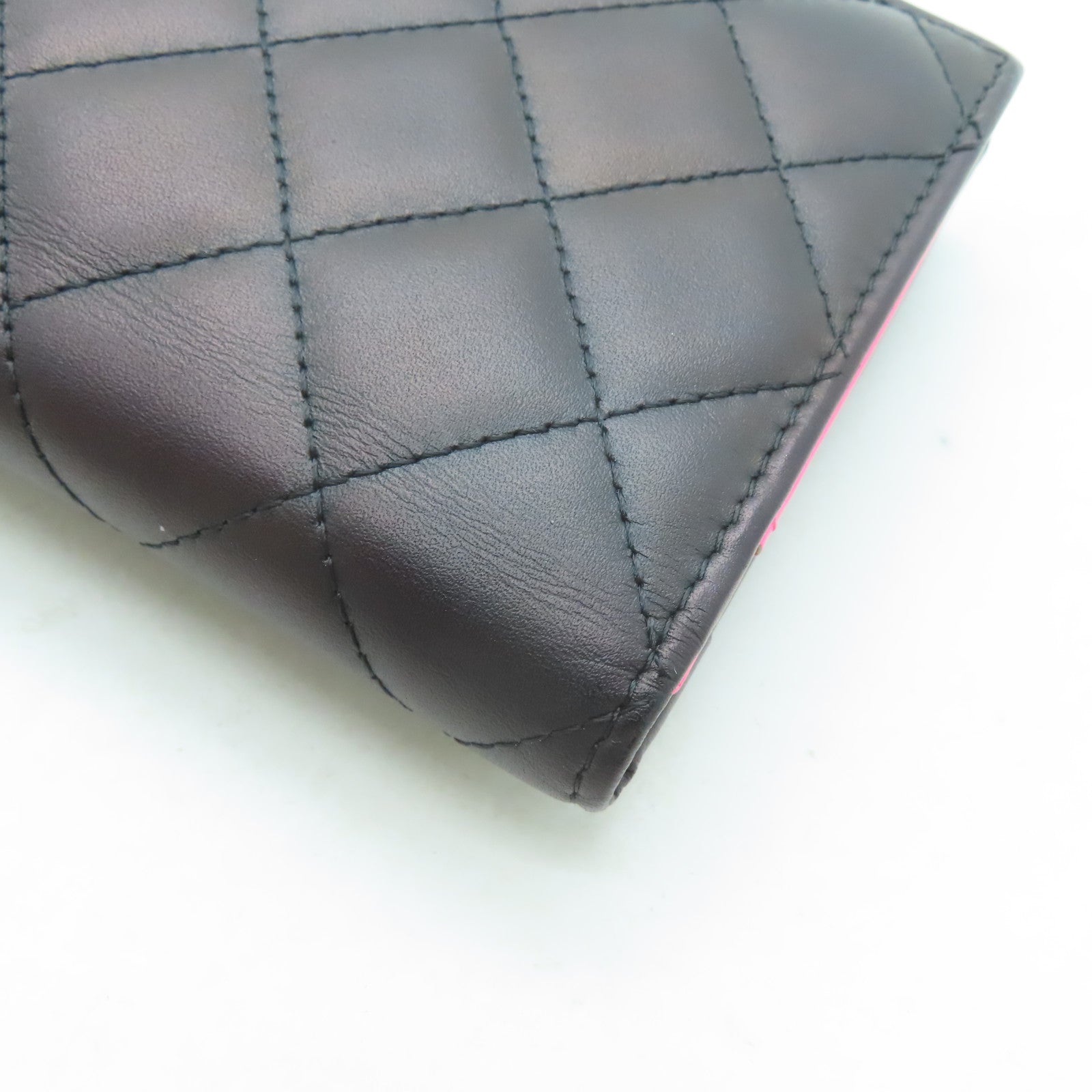 CHANEL 【激減優惠】菱格羊皮皮革Long Wallet銀扣長錢包黑色