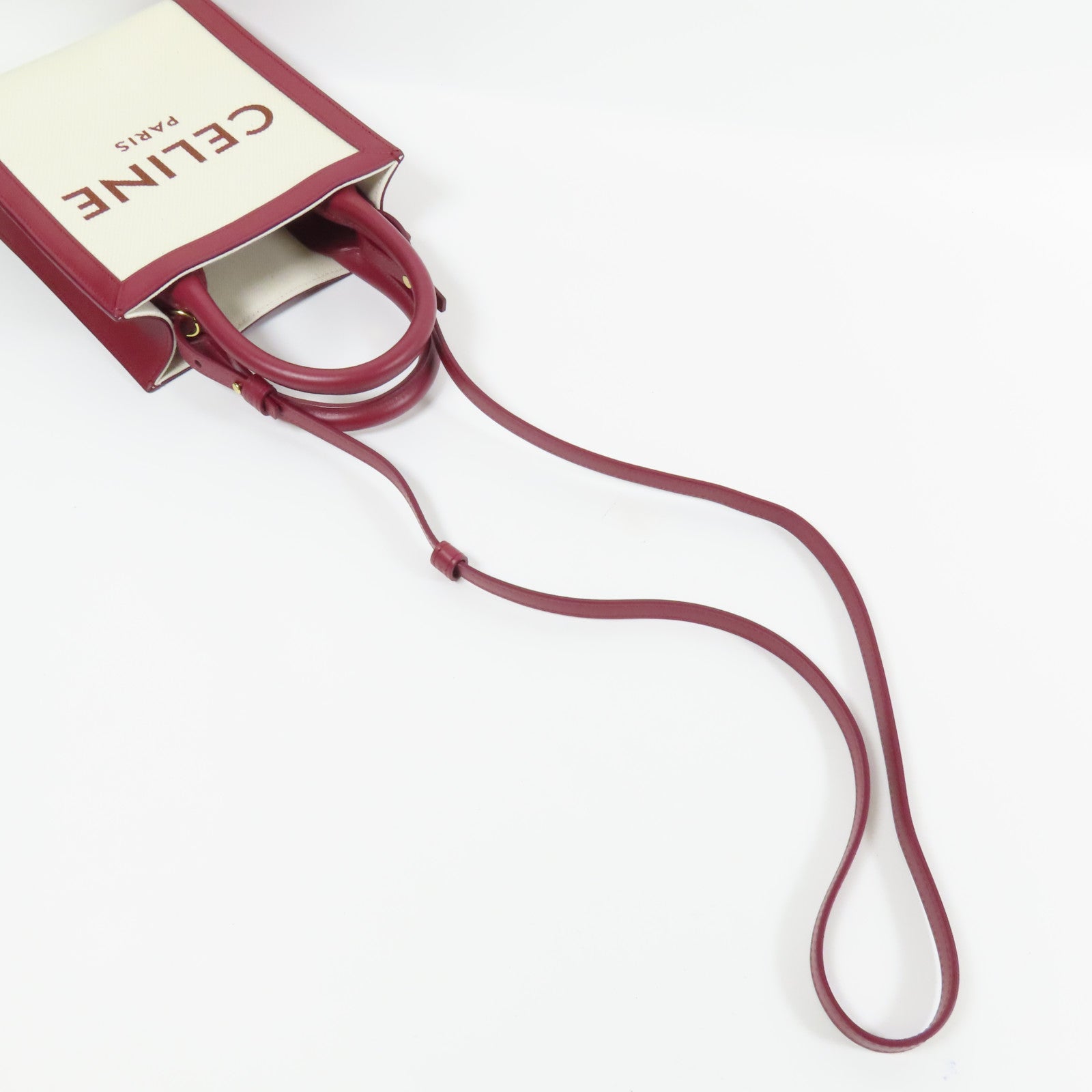 CELINE 帆布Mini Vertical Cabas金扣手挽肩背兩用袋