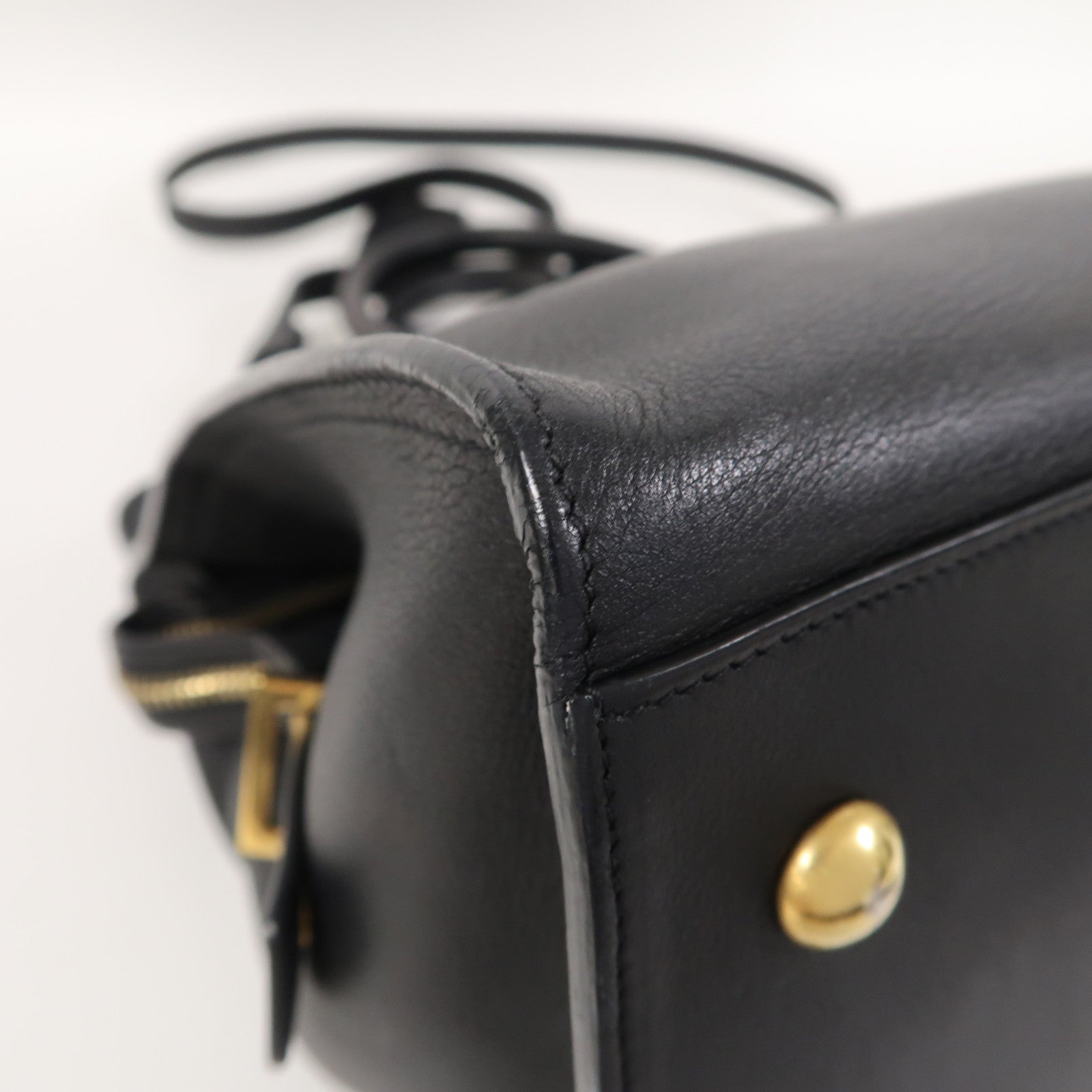 YVES SAINT LAURENT 牛皮皮革Cabas Y 2 way Shoulder bag金扣手挽肩背兩用袋黑色