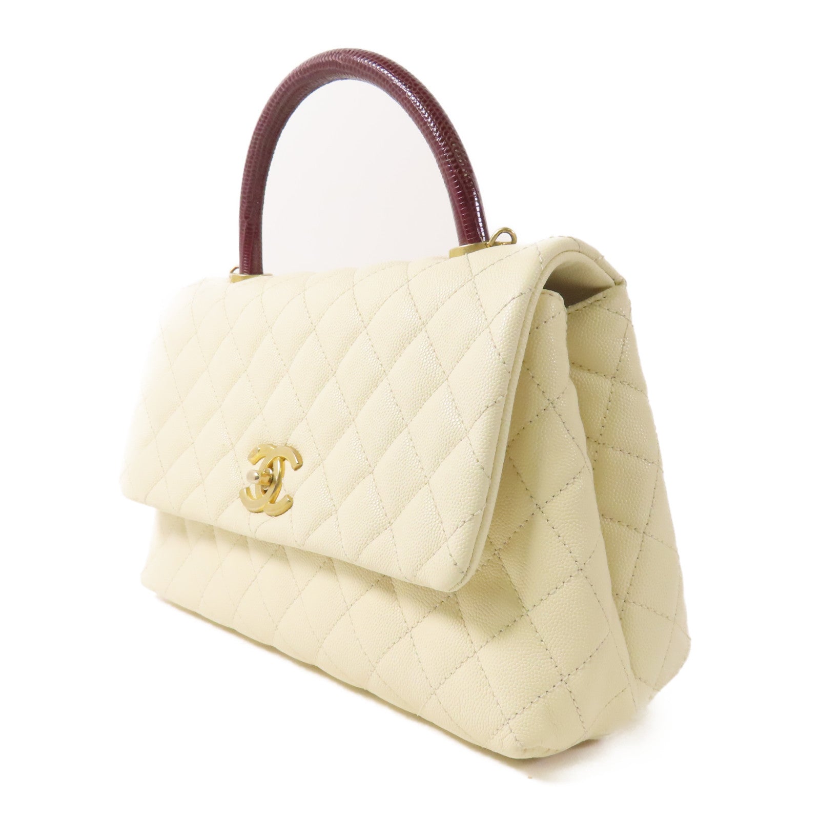 CHANEL 蜥蝪皮革Coco Handle Medium金扣手挽肩背兩用袋