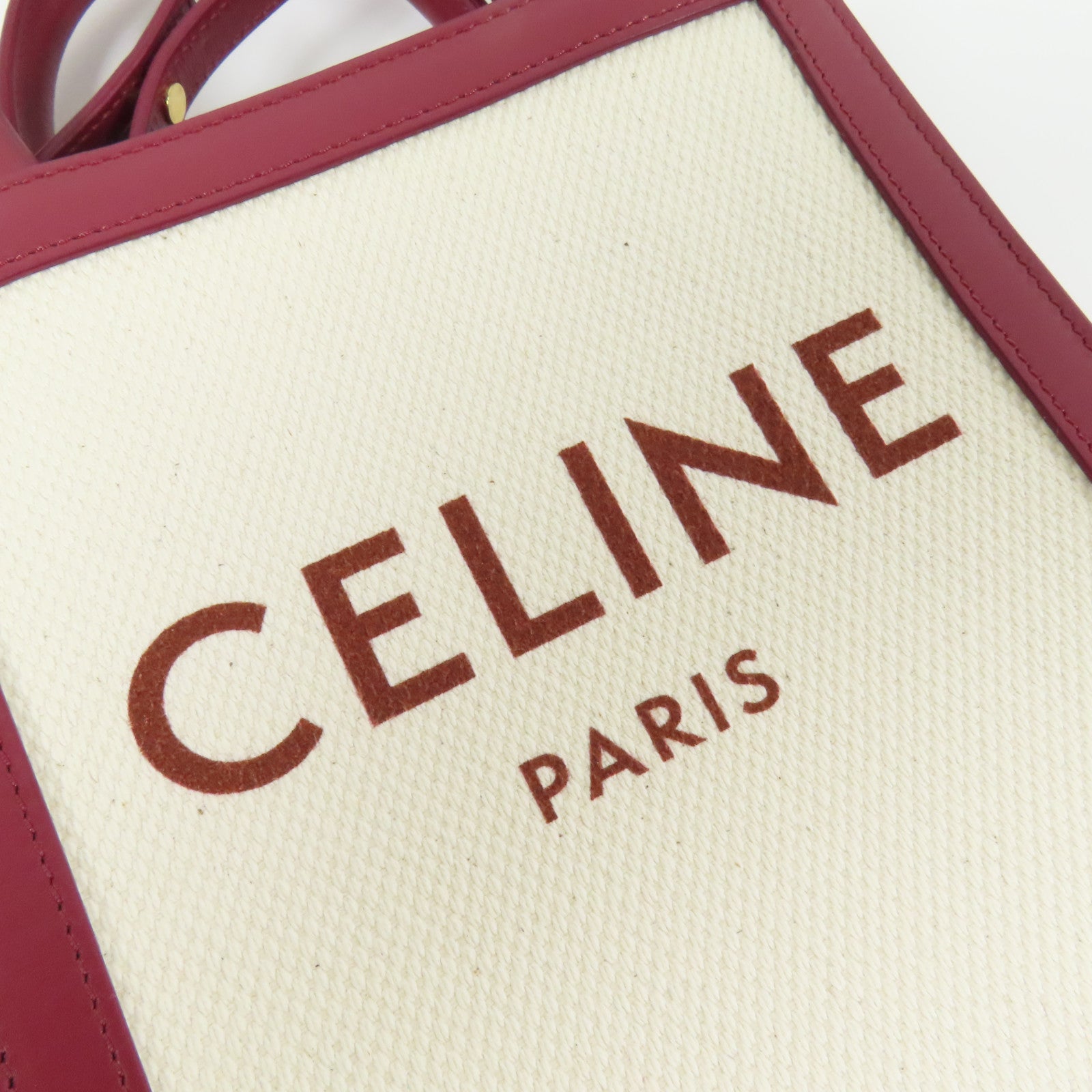 CELINE 帆布Mini Vertical Cabas金扣手挽肩背兩用袋