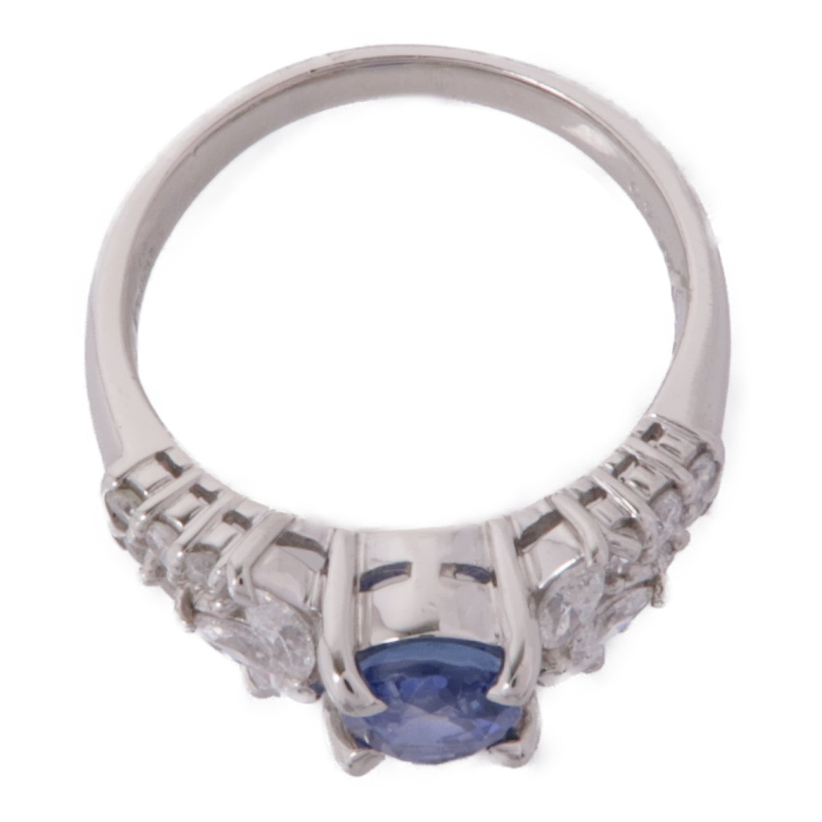JEWELRY 【激減優惠】PT850鉑金Sapphire/Diamond Ring藍寶石/鑽石戒指US#7